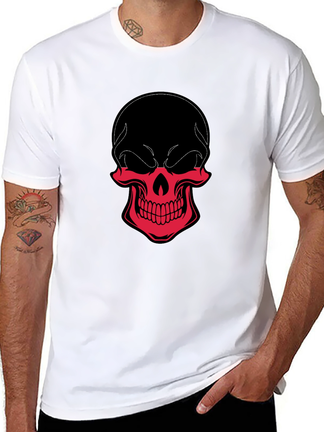 Skull Graphic Tee - Black & Red