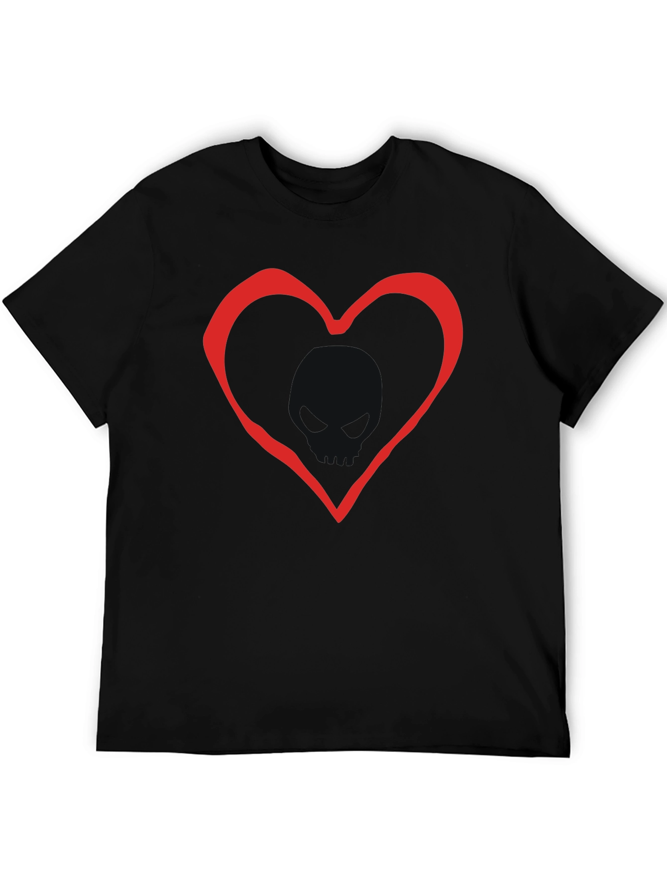 Black T-Shirt with Red Heart Outline