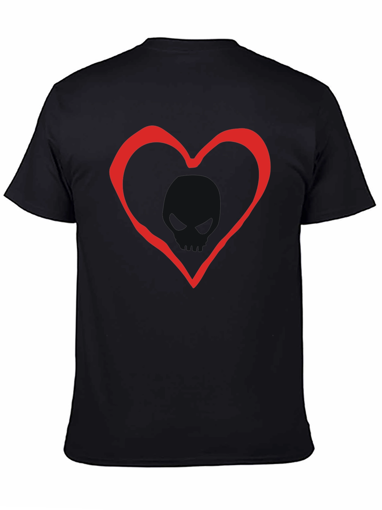 Black T-Shirt with Red Heart Outline