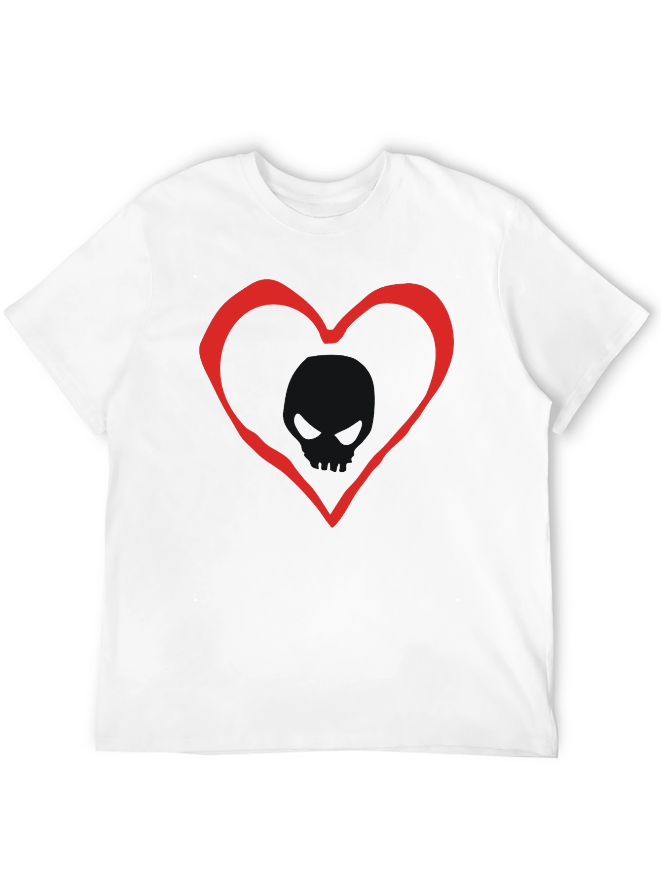 Black T-Shirt with Red Heart Outline