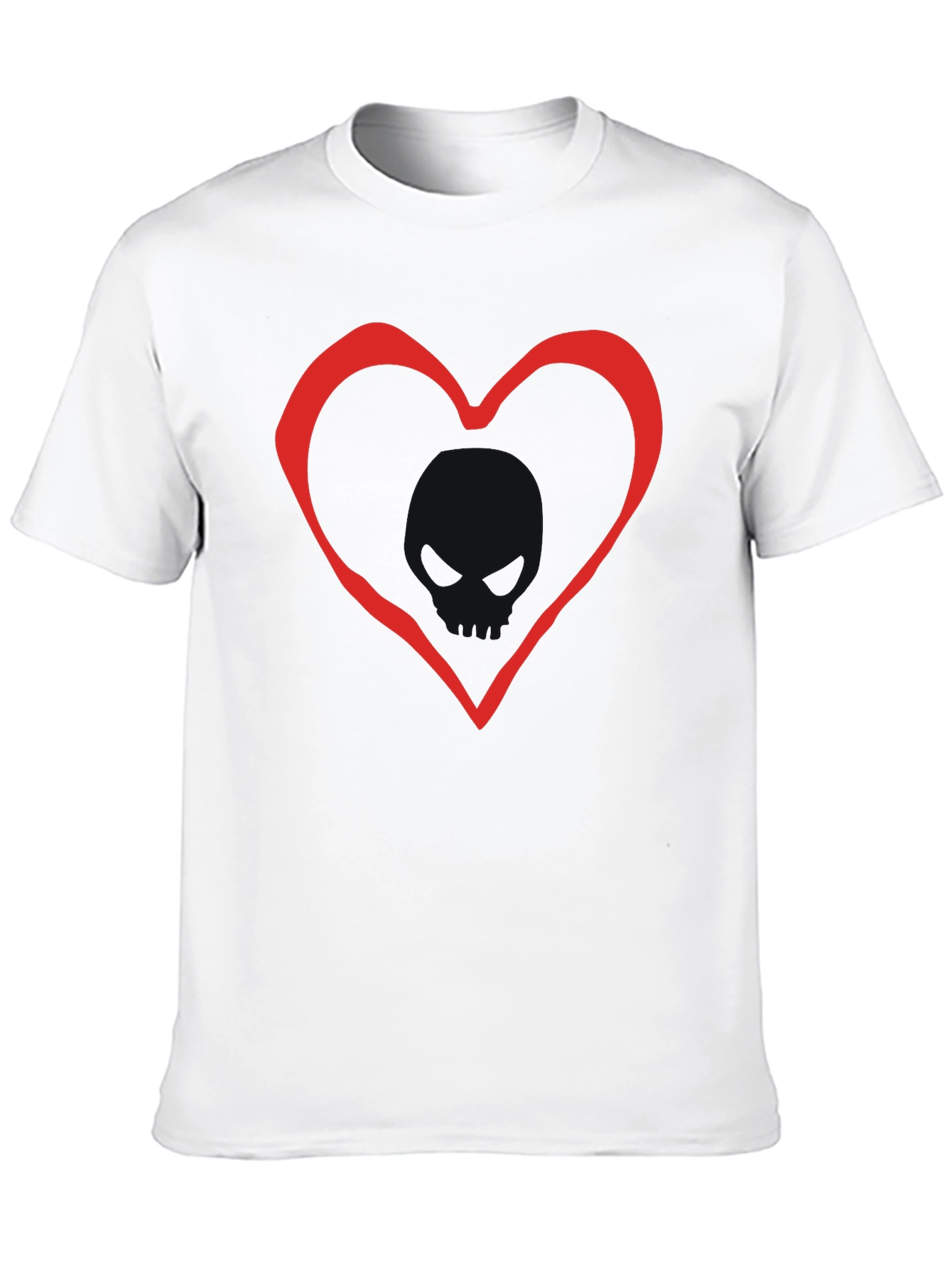 Black T-Shirt with Red Heart Outline