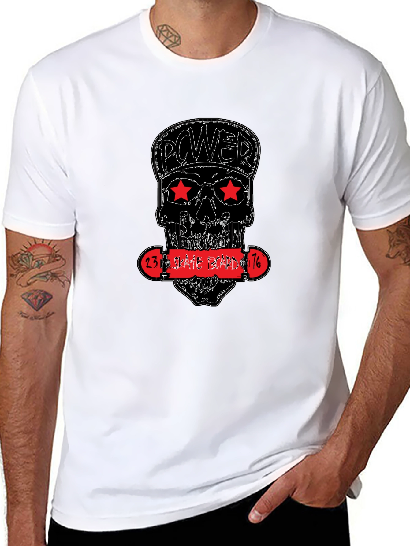 Power Skate Board Skull T-Shirt