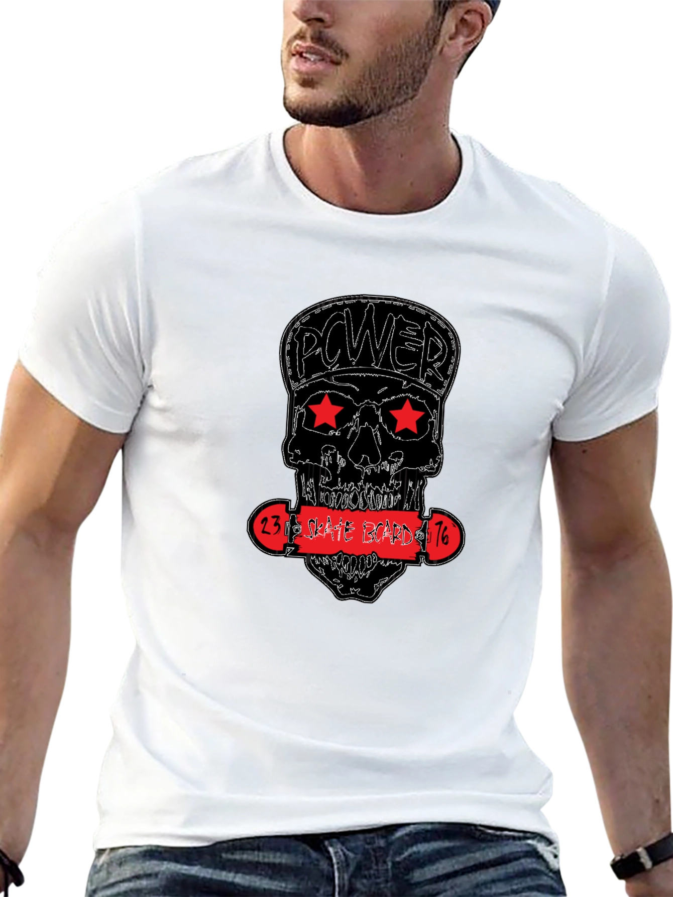 Power Skate Board Skull T-Shirt