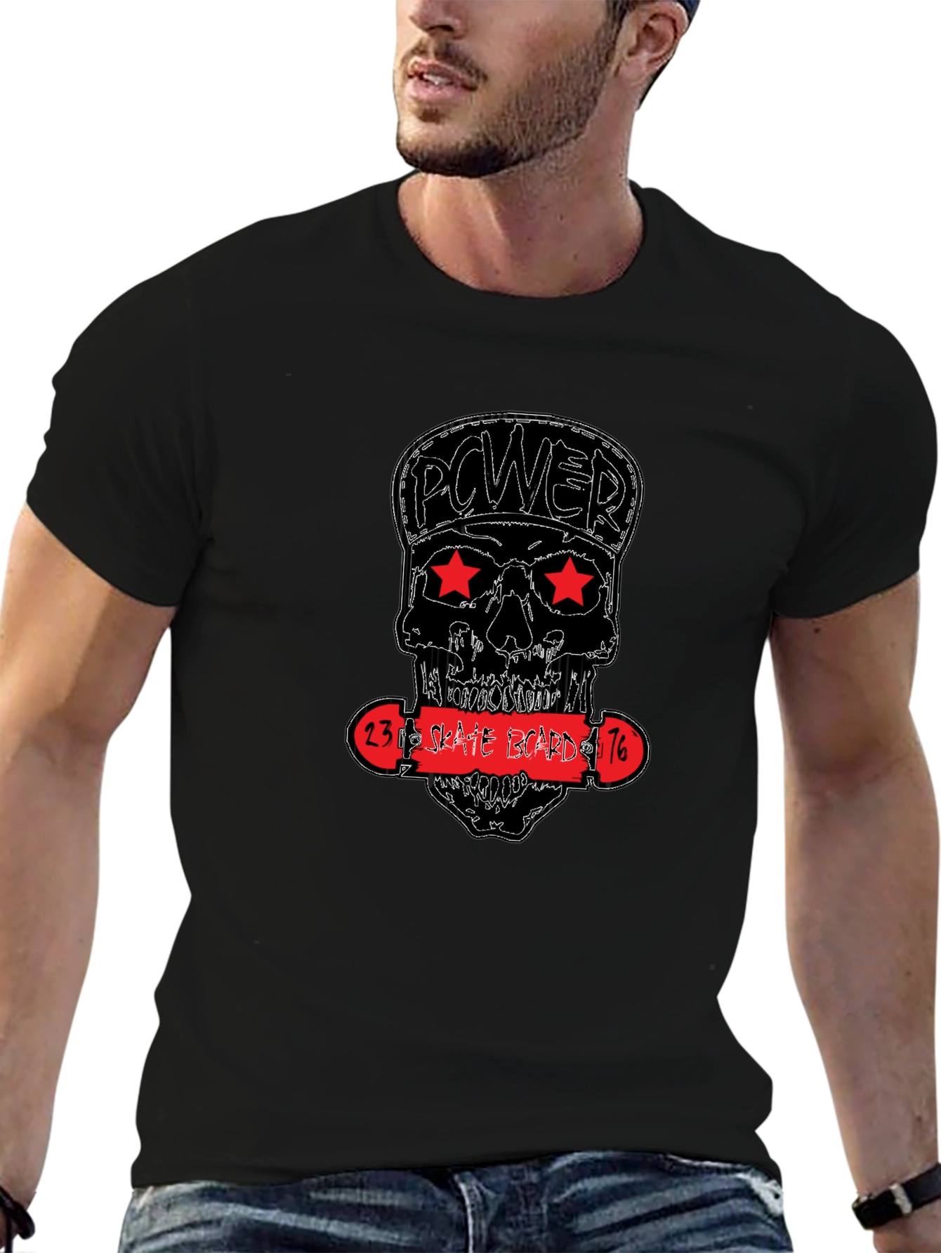 Power Skate Board Skull T-Shirt