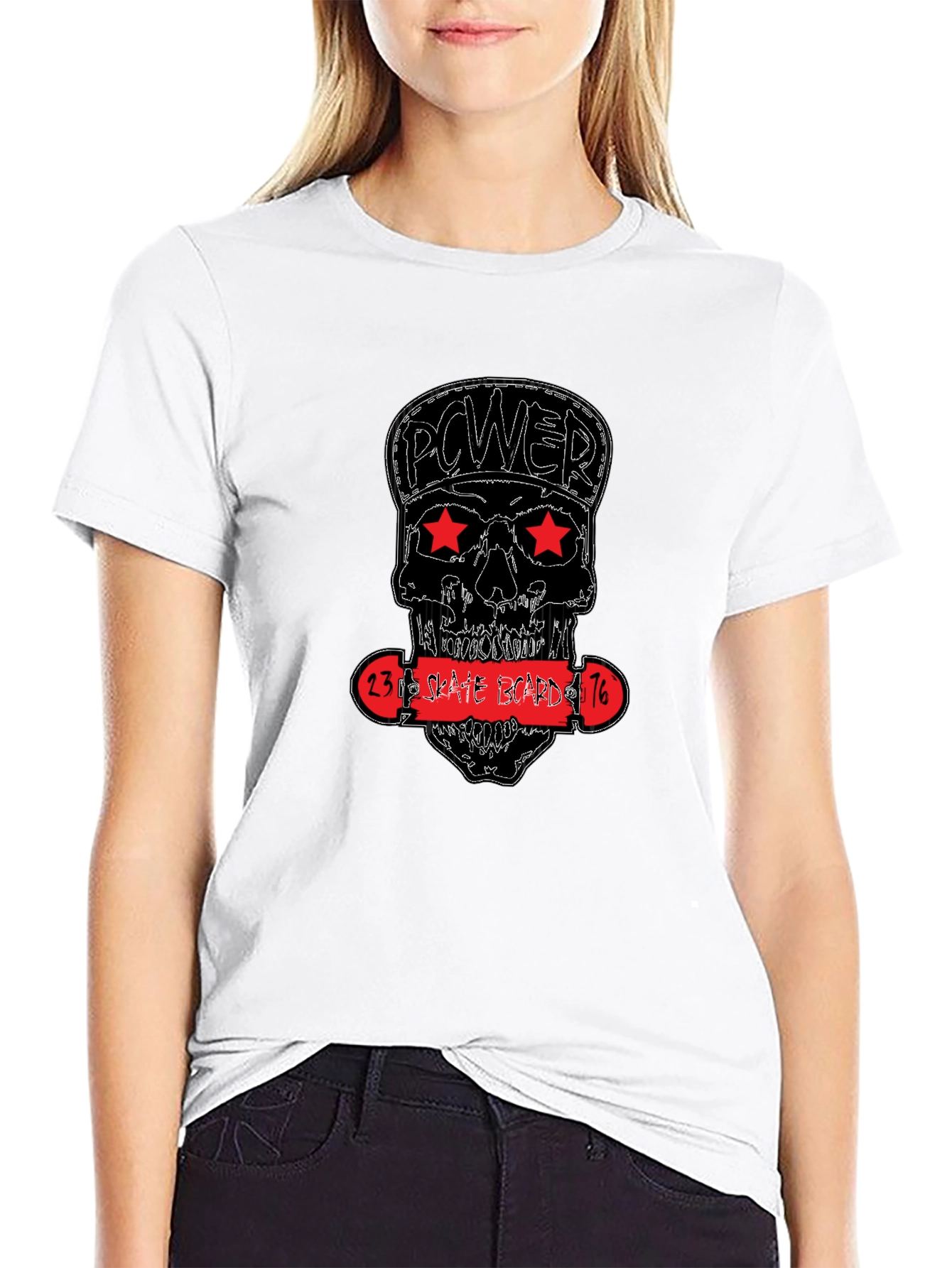 Power Skate Board Skull T-Shirt