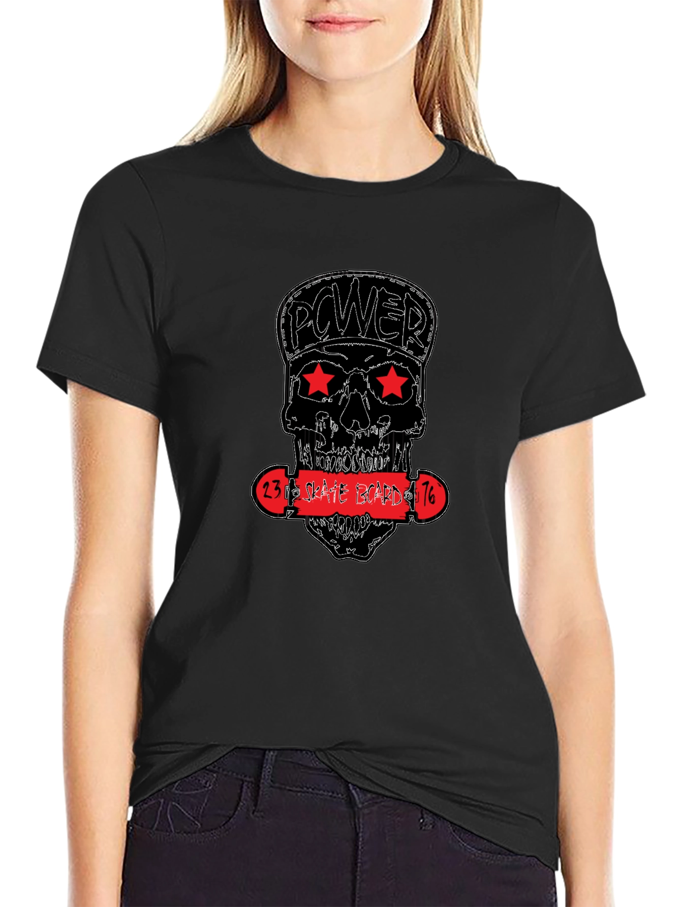 Power Skate Board Skull T-Shirt