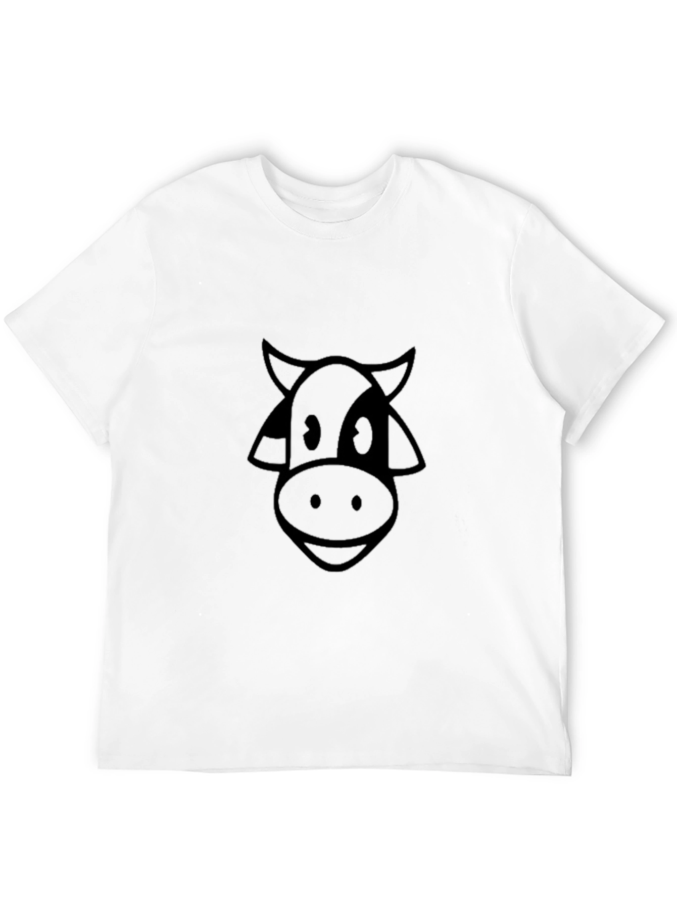 Cartoon Cow Graphic Tee - Black Casual T-Shirt