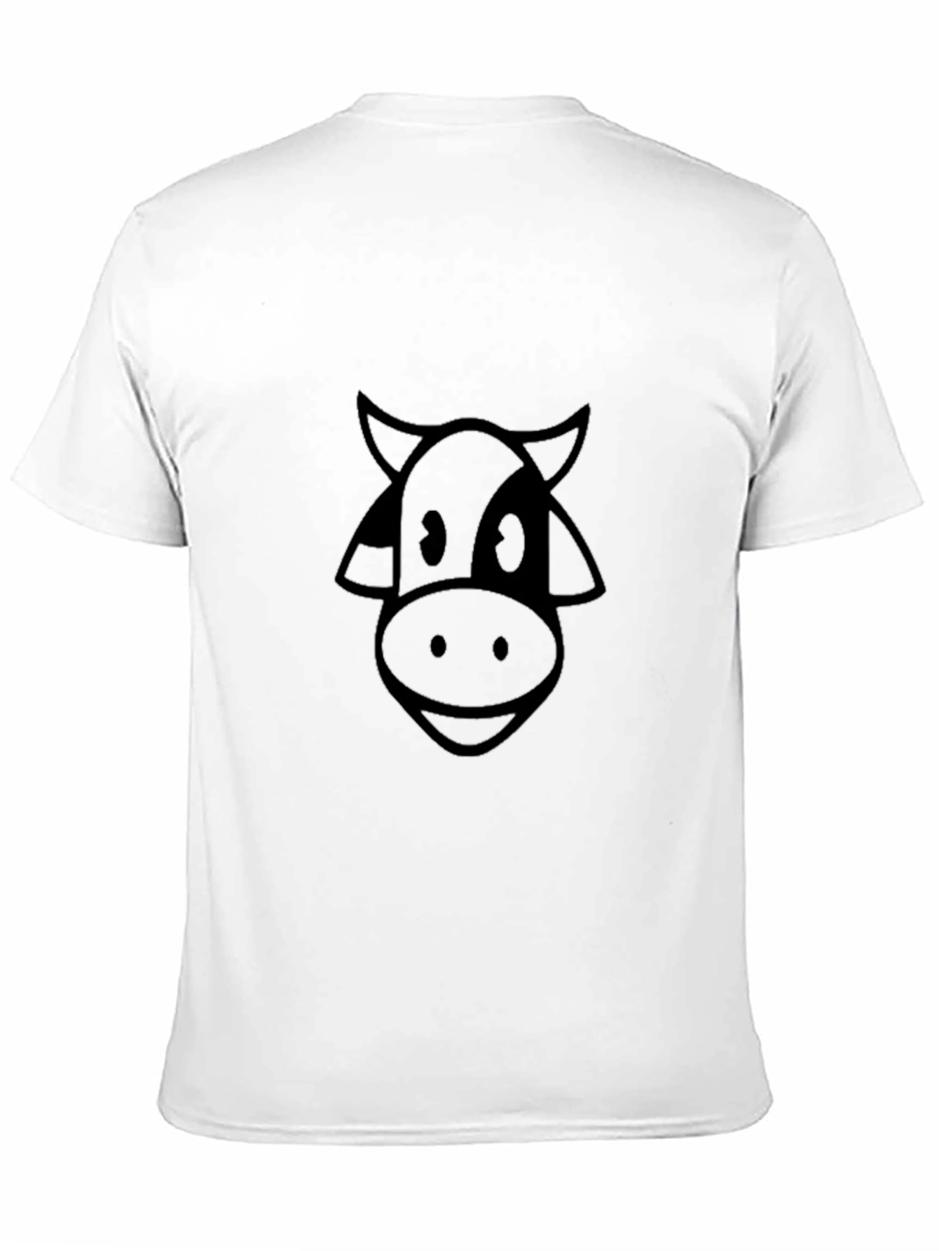 Cartoon Cow Graphic Tee - Black Casual T-Shirt