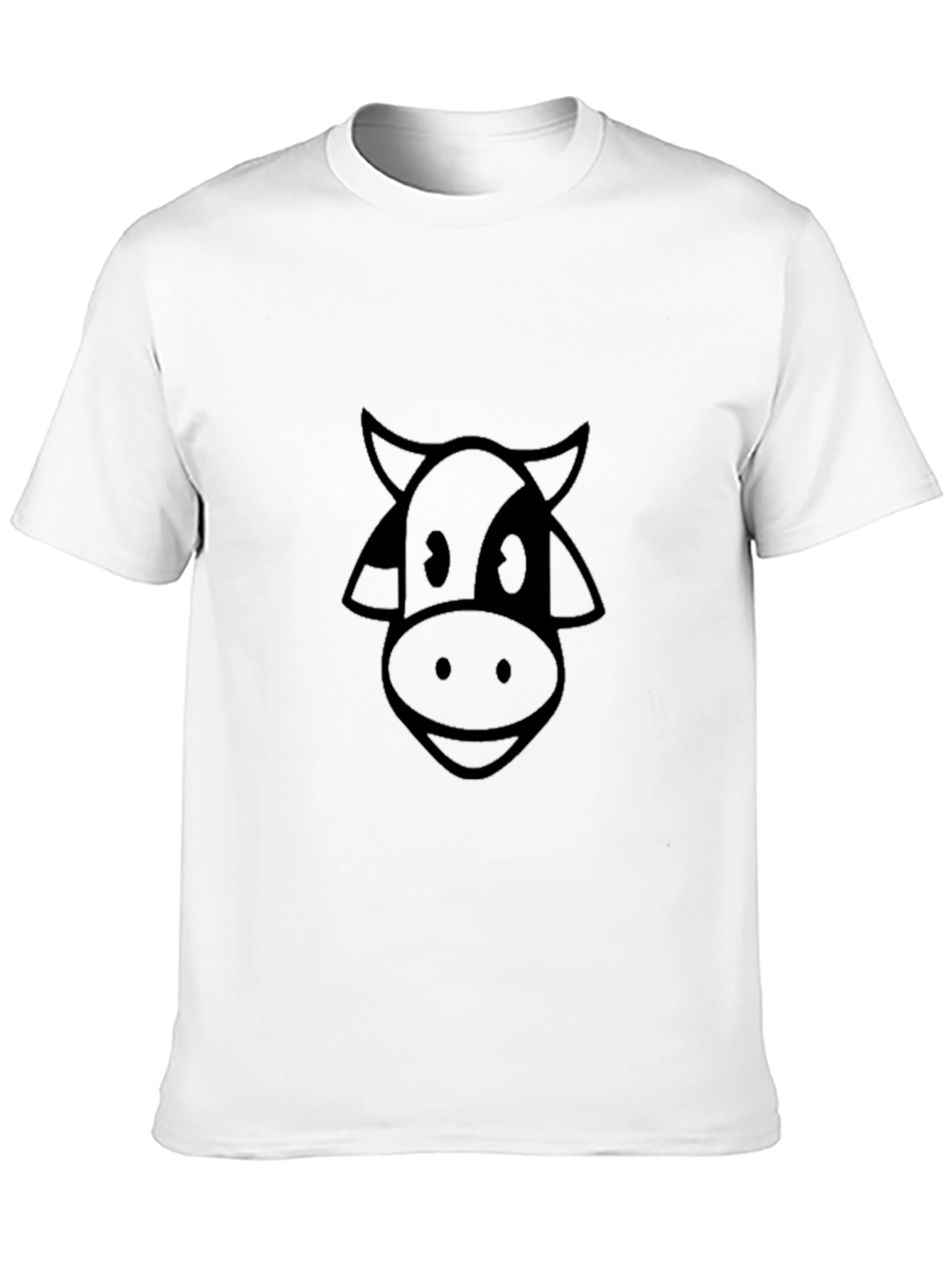 Cartoon Cow Graphic Tee - Black Casual T-Shirt