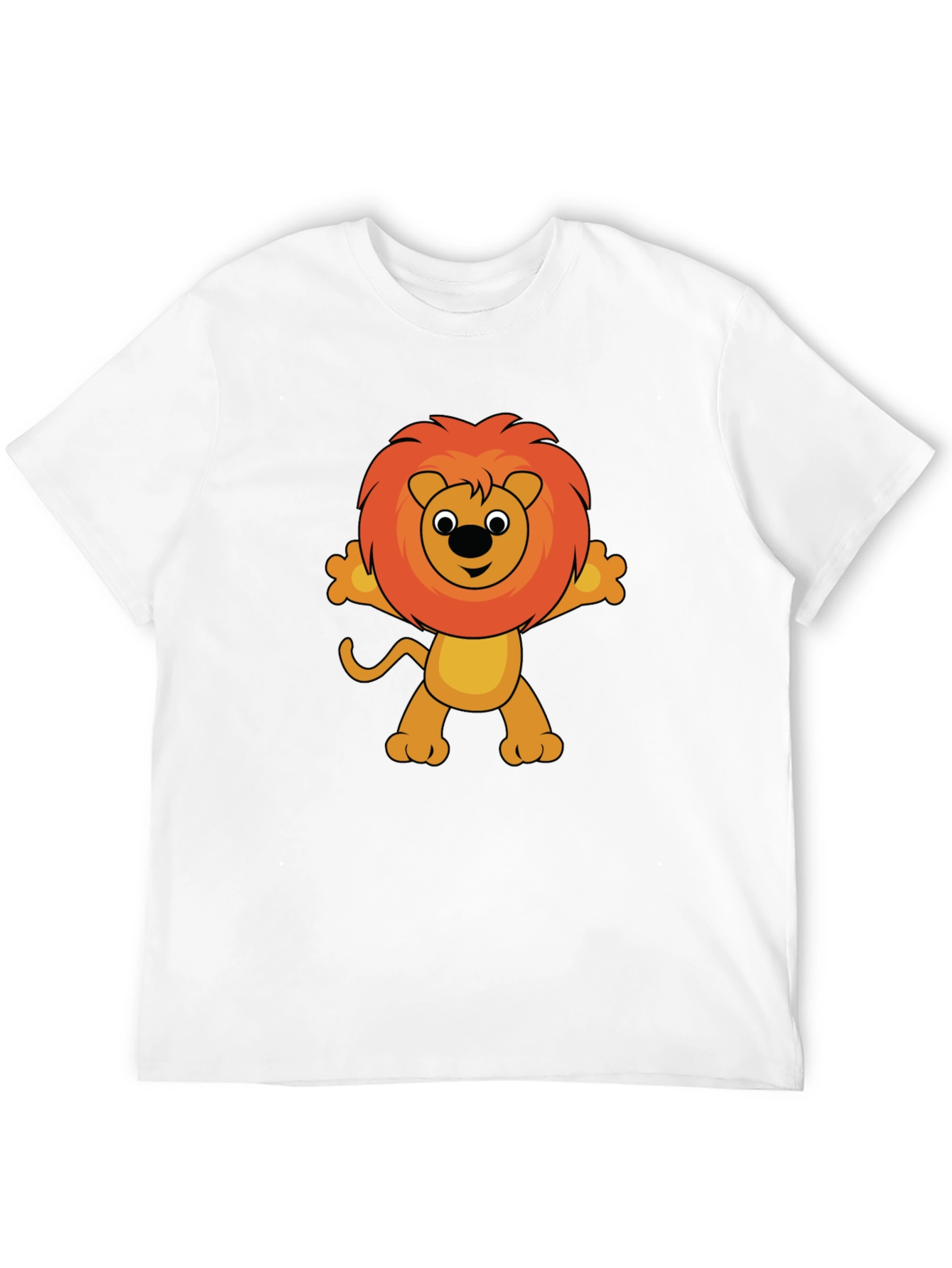 Cute Cartoon Lion Graphic T-Shirt - Black