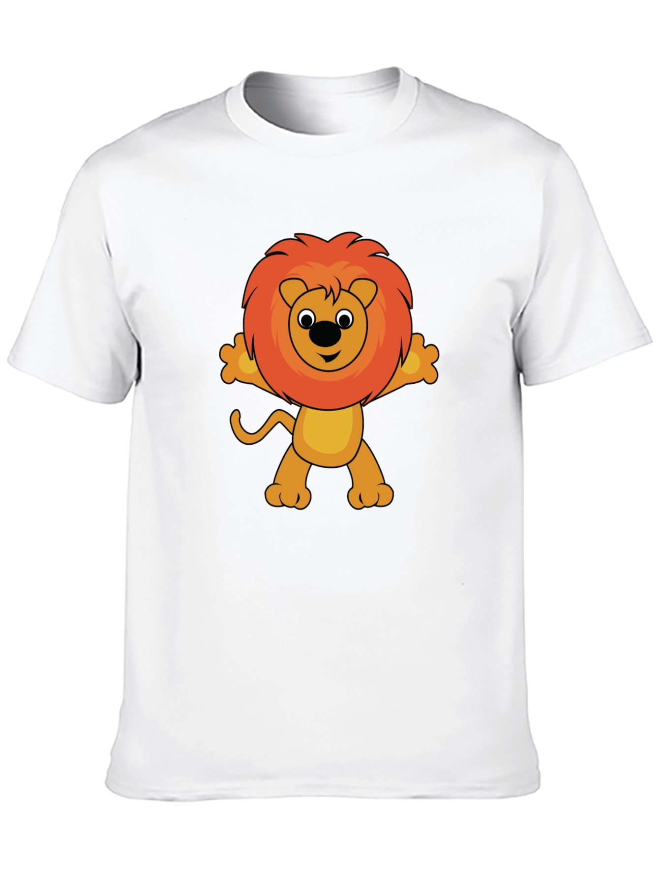 Cute Cartoon Lion Graphic T-Shirt - Black