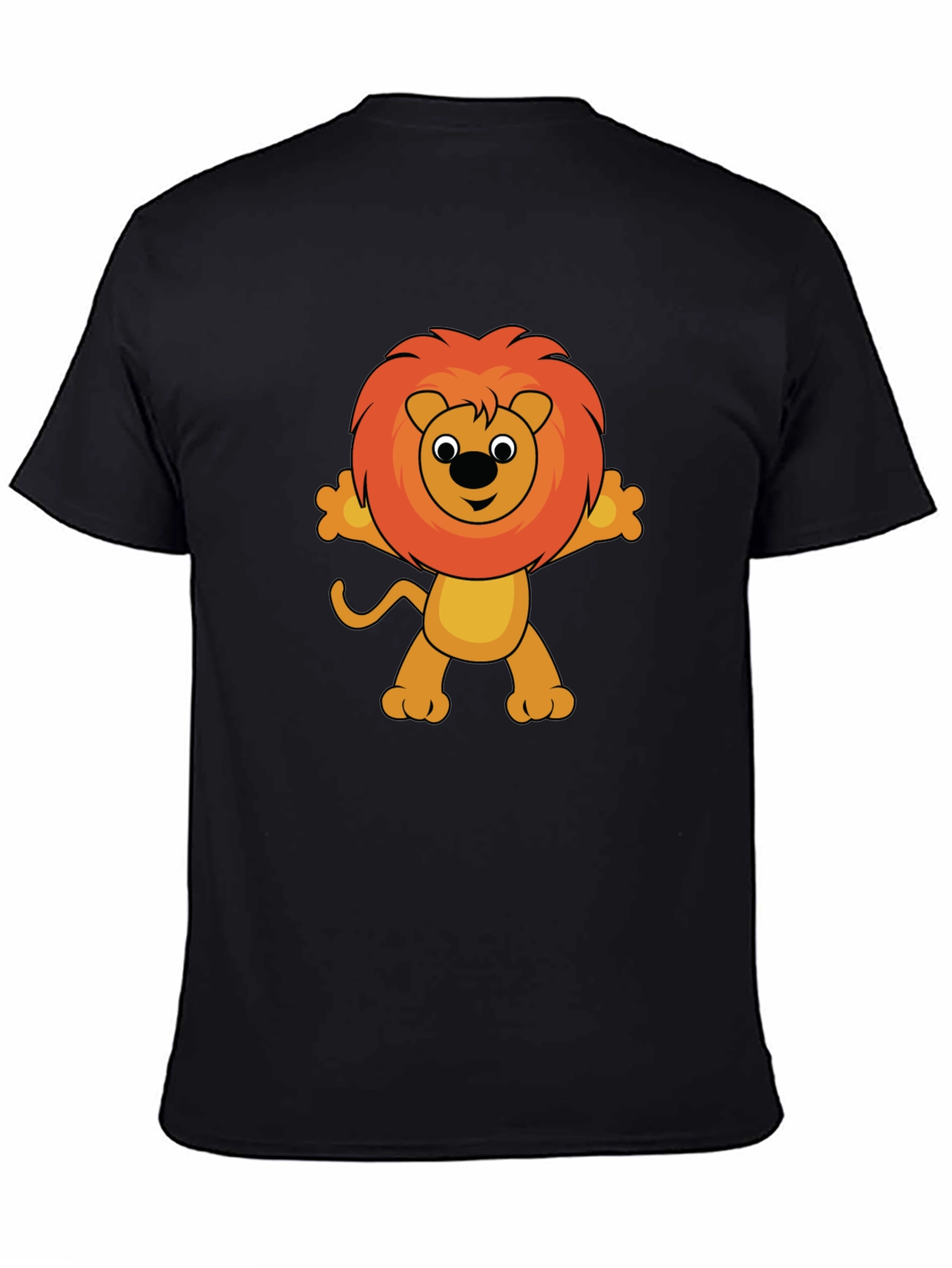 Cute Cartoon Lion Graphic T-Shirt - Black