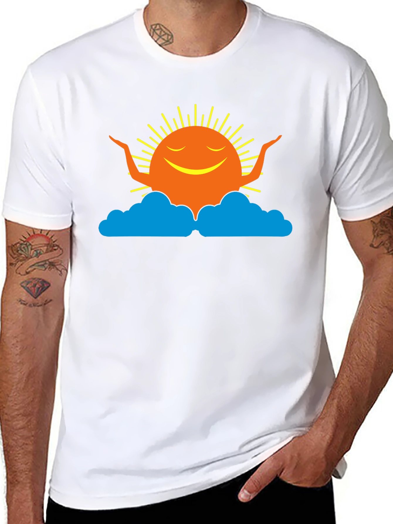 Smiling Sun Cloud Black T-Shirt