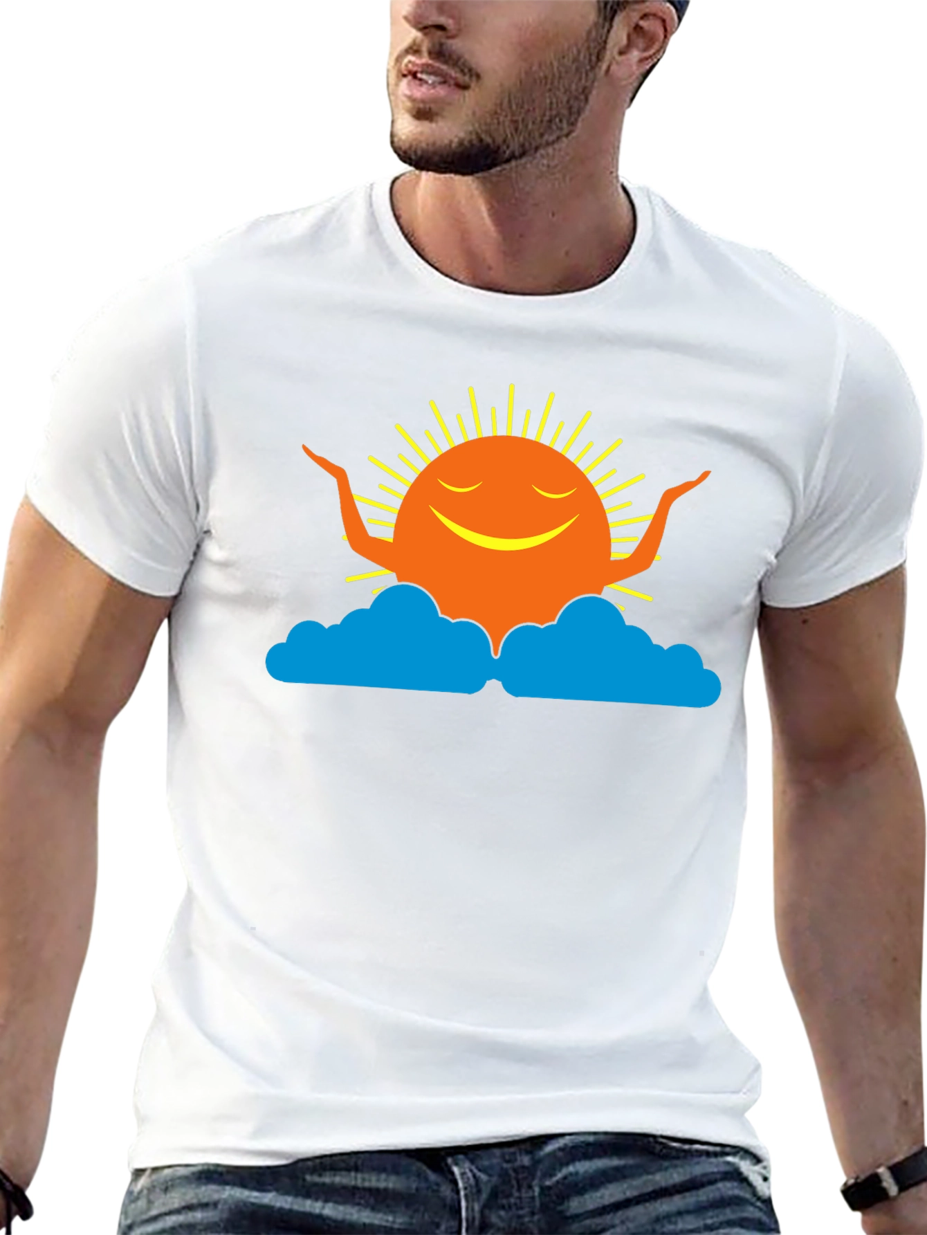 Smiling Sun Cloud Black T-Shirt