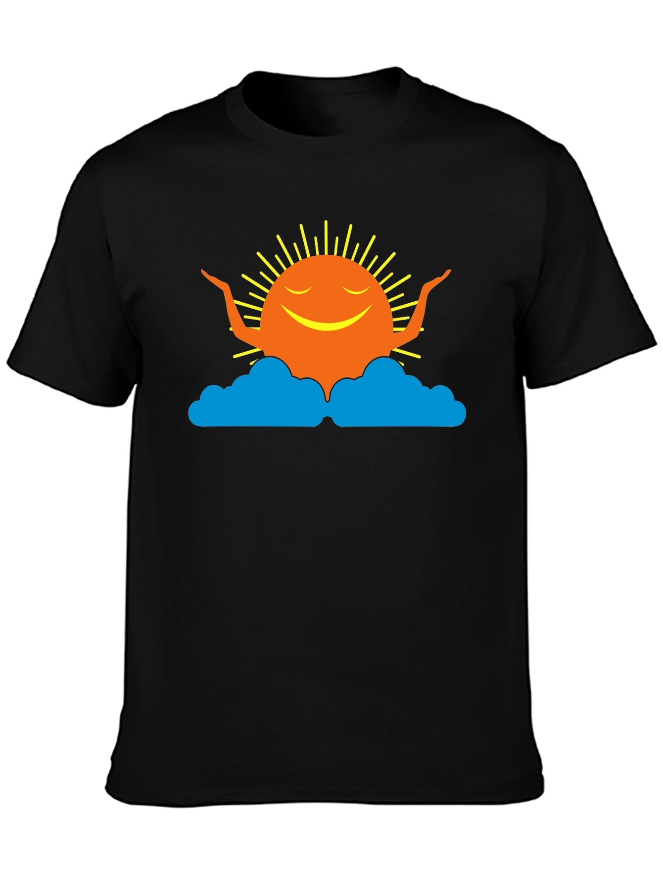 Smiling Sun Cloud Black T-Shirt