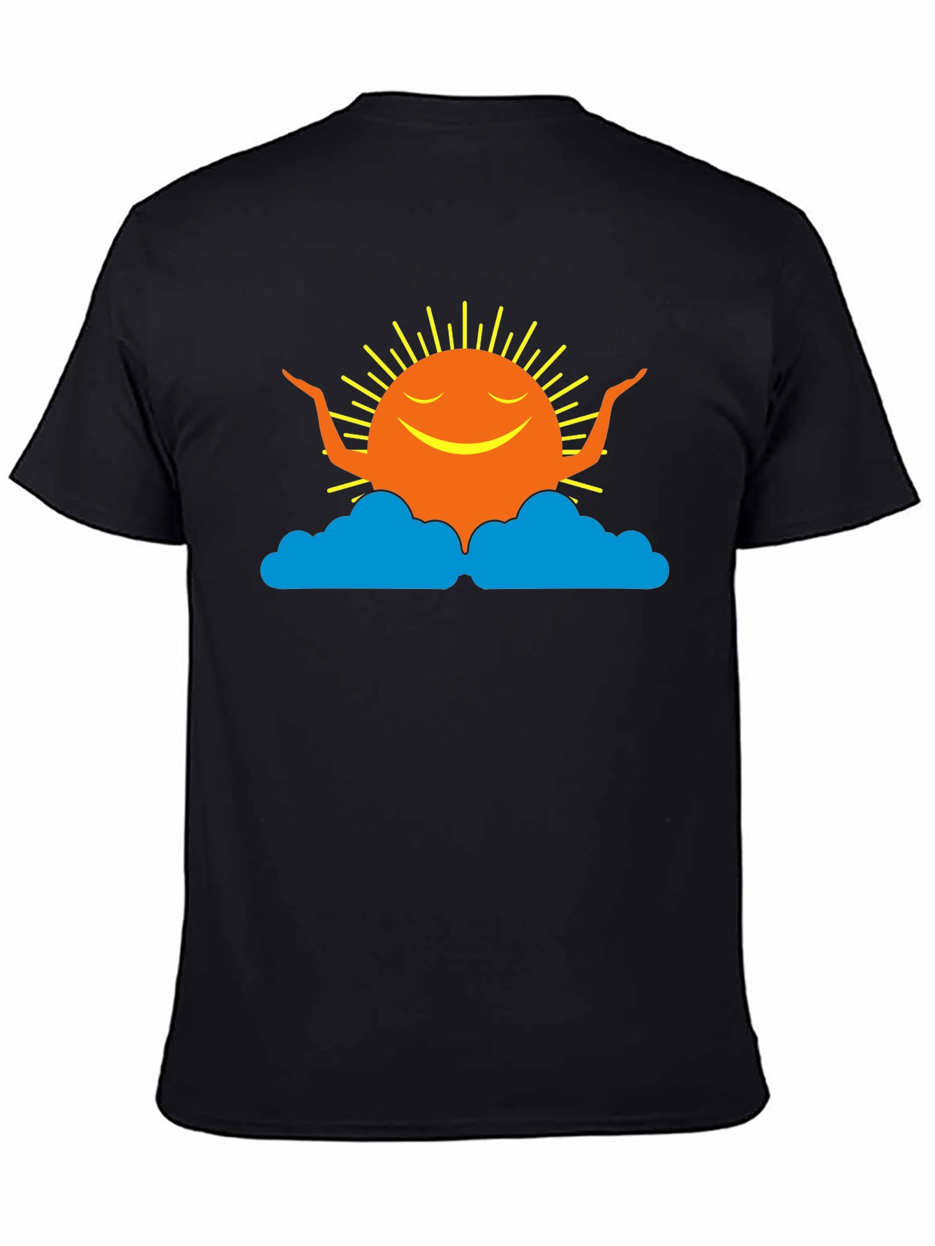 Smiling Sun Cloud Black T-Shirt