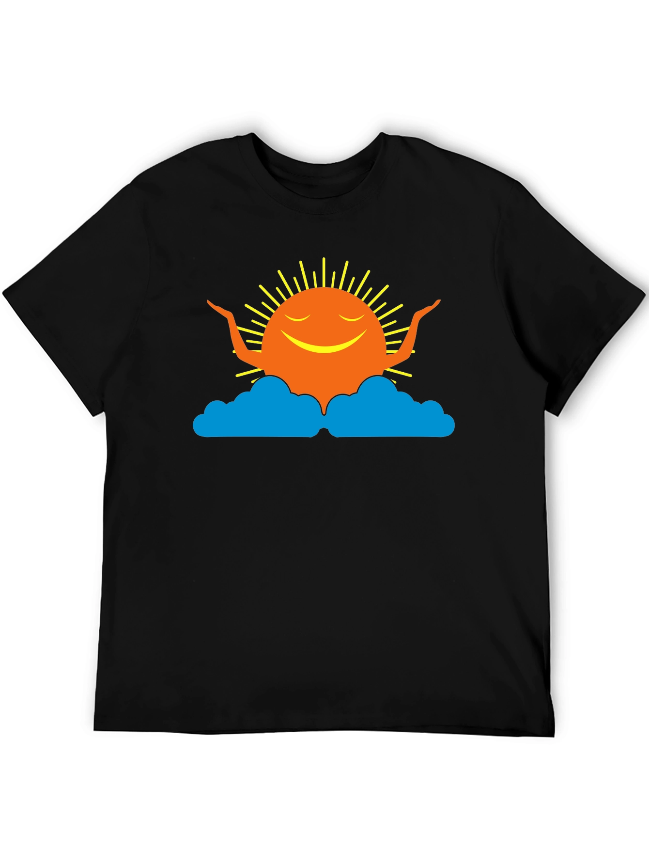 Smiling Sun Cloud Black T-Shirt