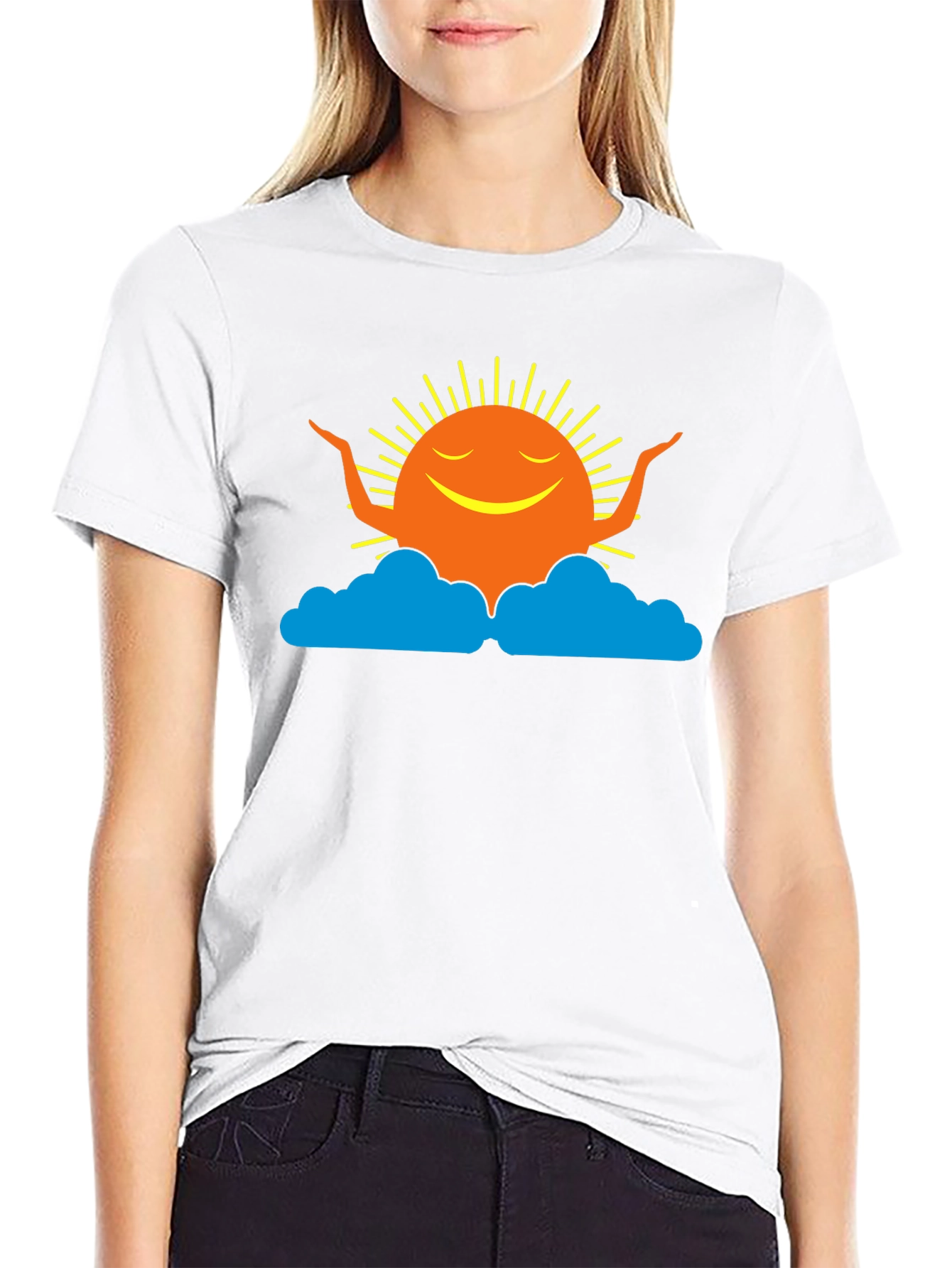 Smiling Sun Cloud Black T-Shirt