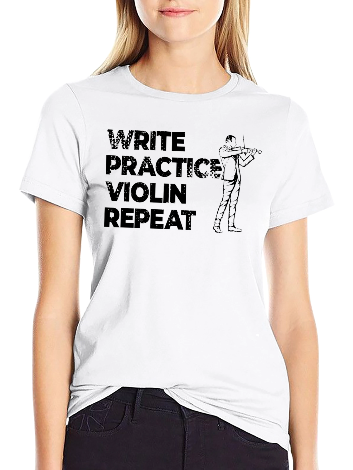 Write Practice Violin Repeat Black T-Shirt