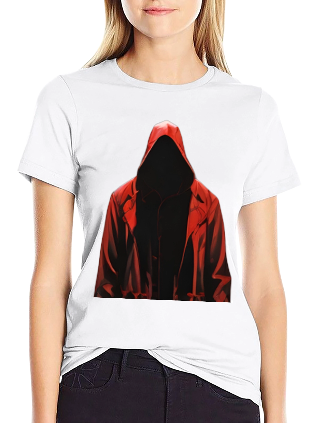 Hooded Figure Graphic Tee - Mysterious Style