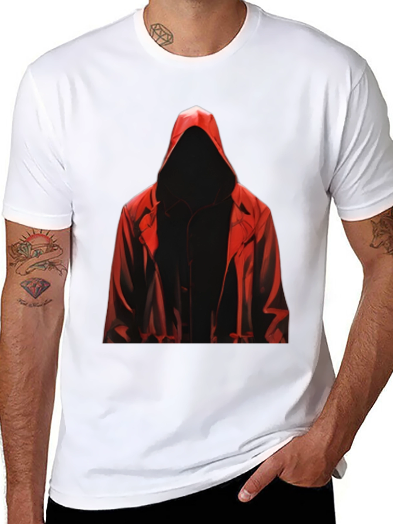 Hooded Figure Graphic Tee - Mysterious Style