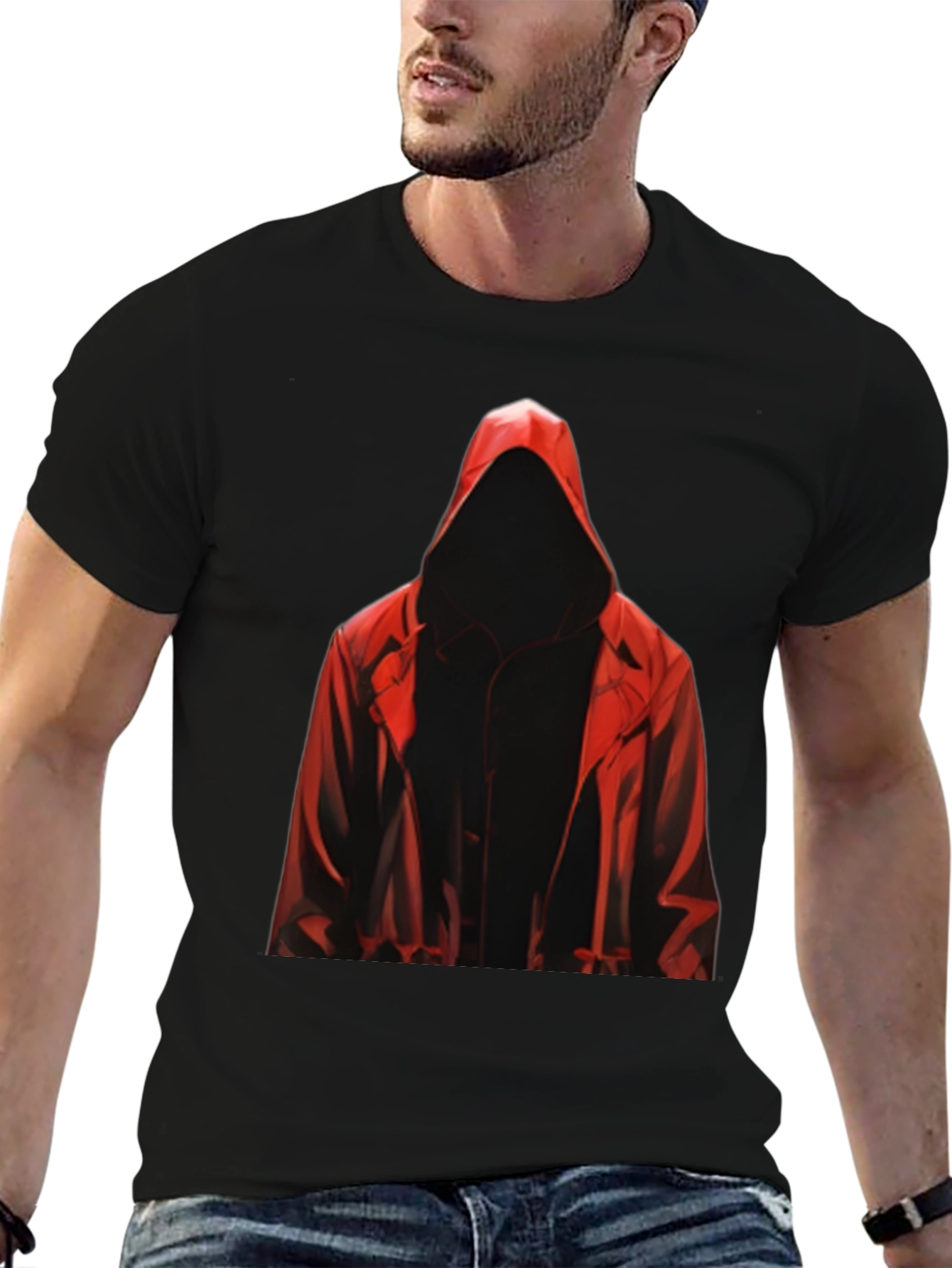 Hooded Figure Graphic Tee - Mysterious Style