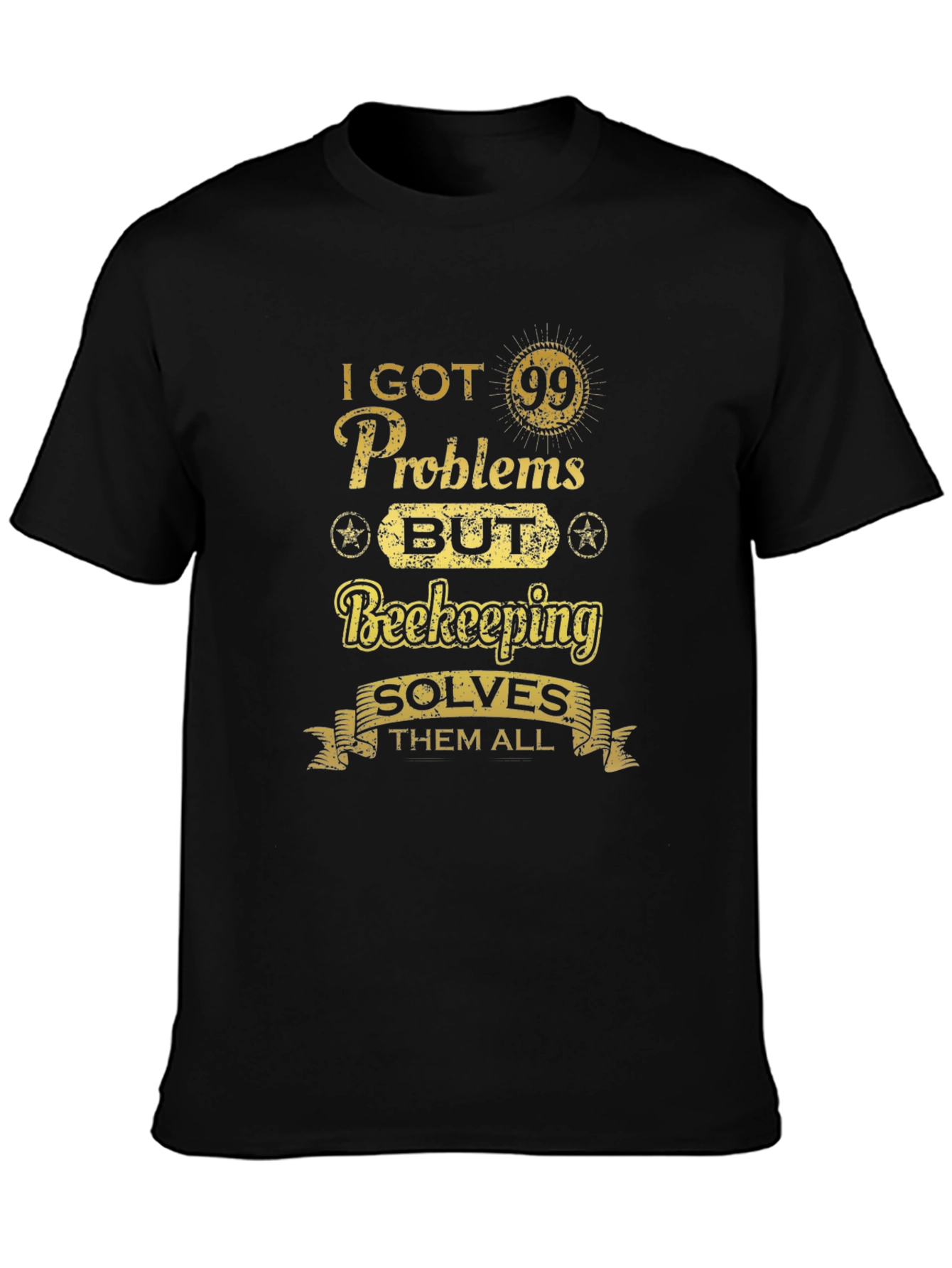 Beekeeping Solves All T-Shirt - Mens Black Tee