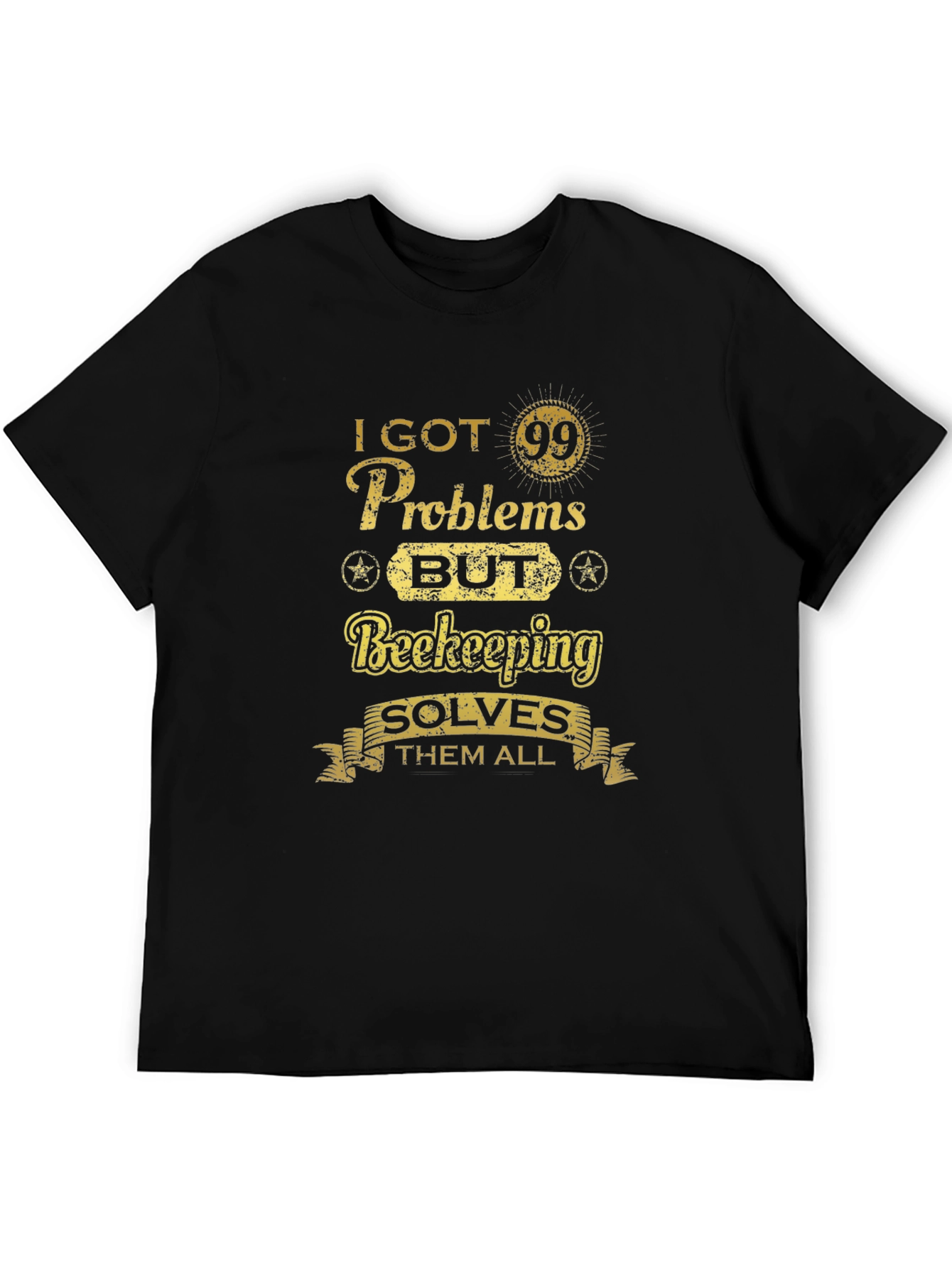 Beekeeping Solves All T-Shirt - Mens Black Tee