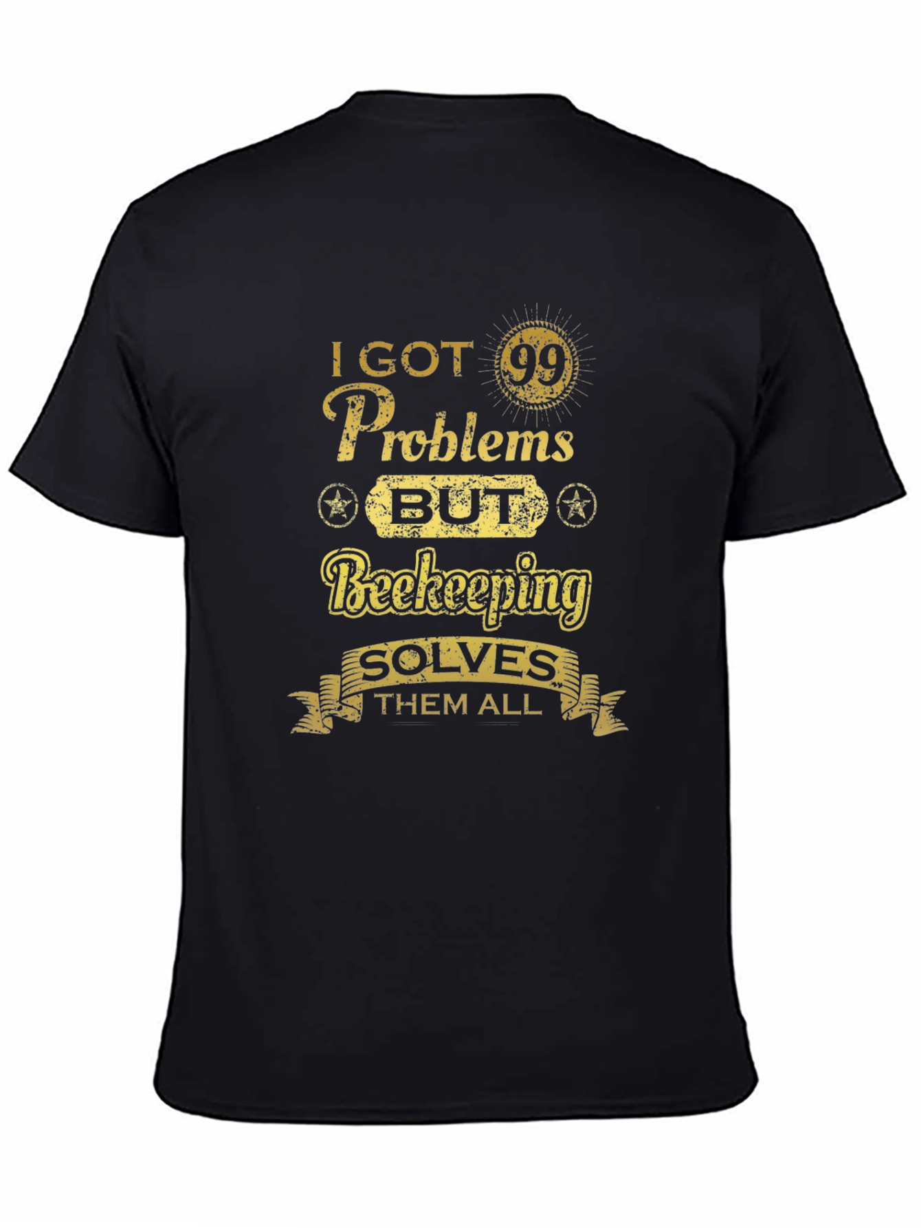 Beekeeping Solves All T-Shirt - Mens Black Tee