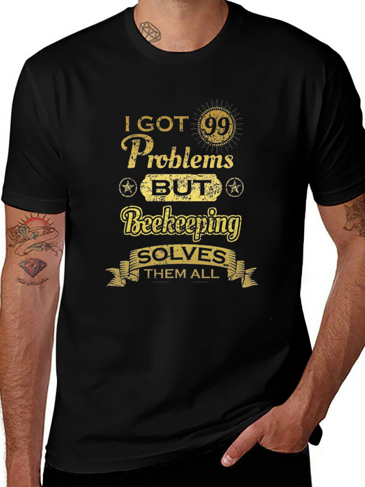 Beekeeping Solves All T-Shirt - Mens Black Tee