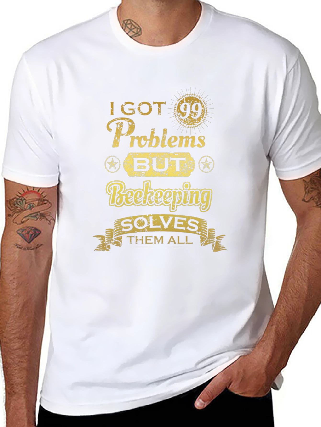 Beekeeping Solves All T-Shirt - Mens Black Tee