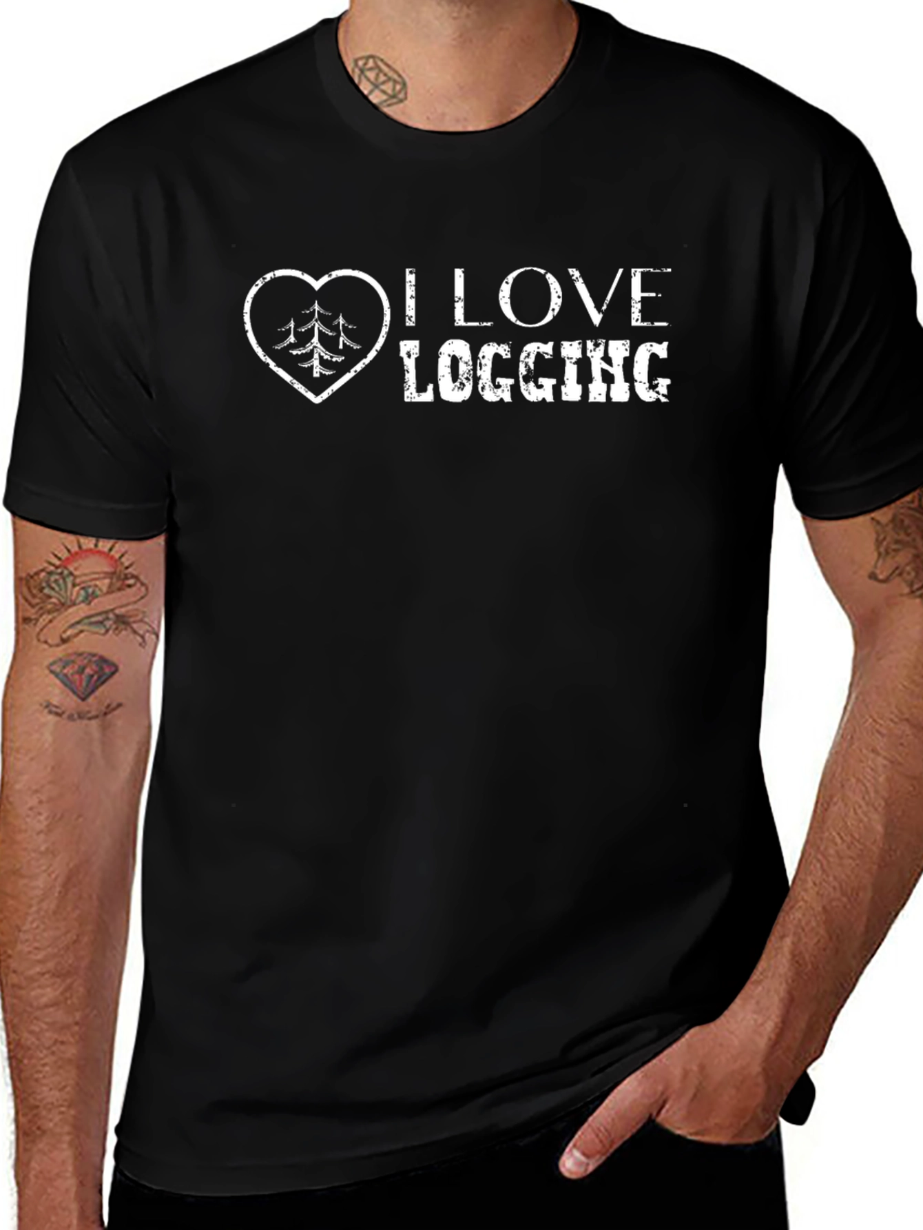 I Love Logging Black T-Shirt