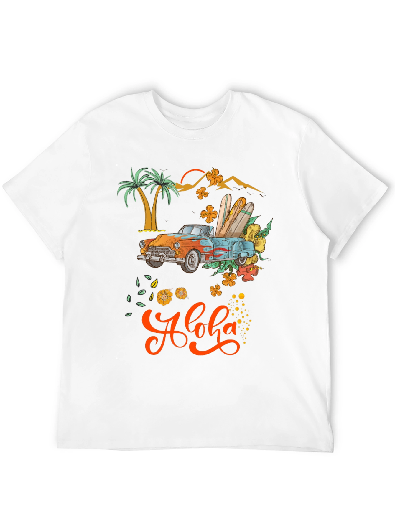 Aloha Summer T-Shirt with Retro Car & Surfboards