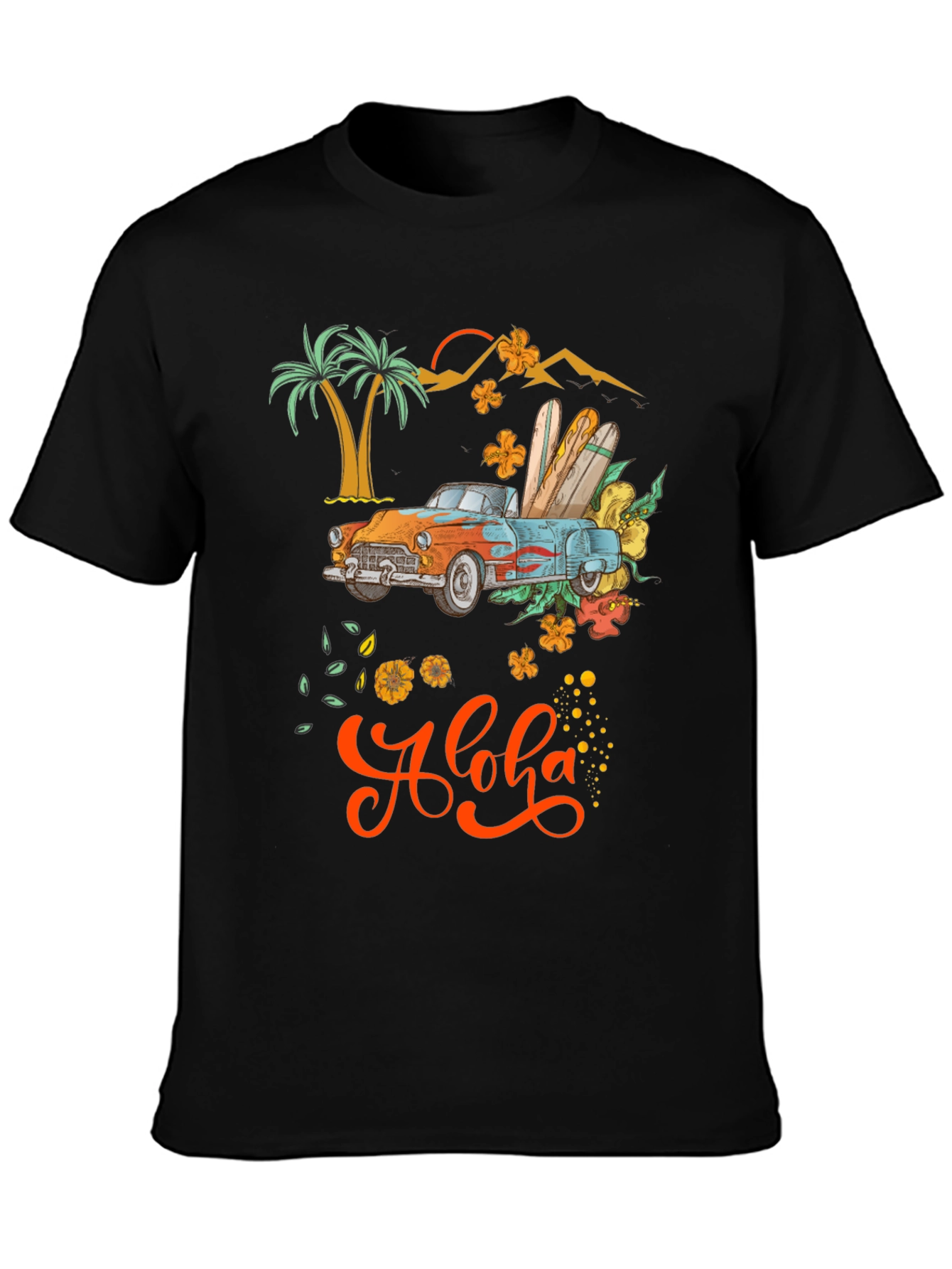 Aloha Summer T-Shirt with Retro Car & Surfboards