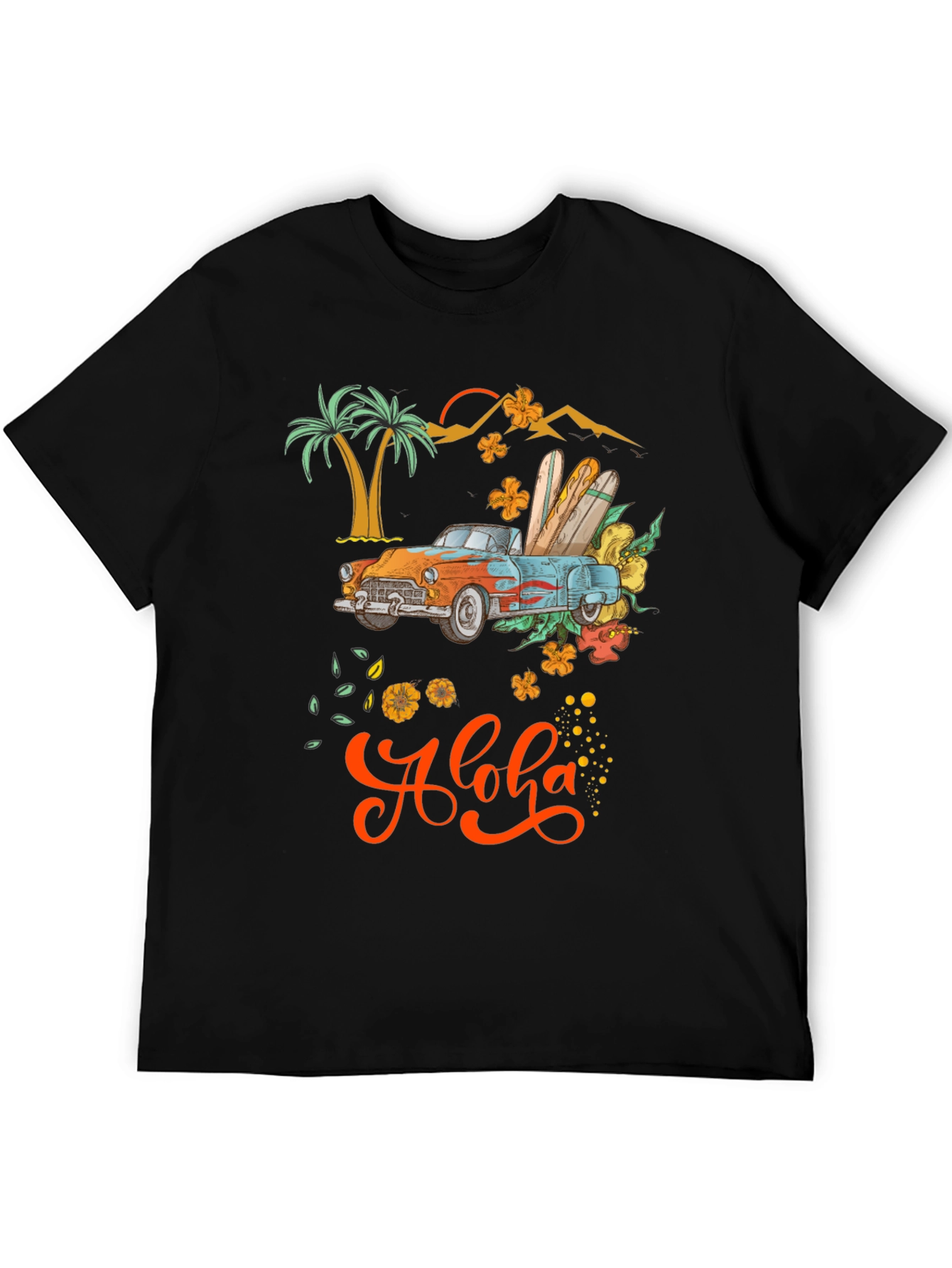 Aloha Summer T-Shirt with Retro Car & Surfboards