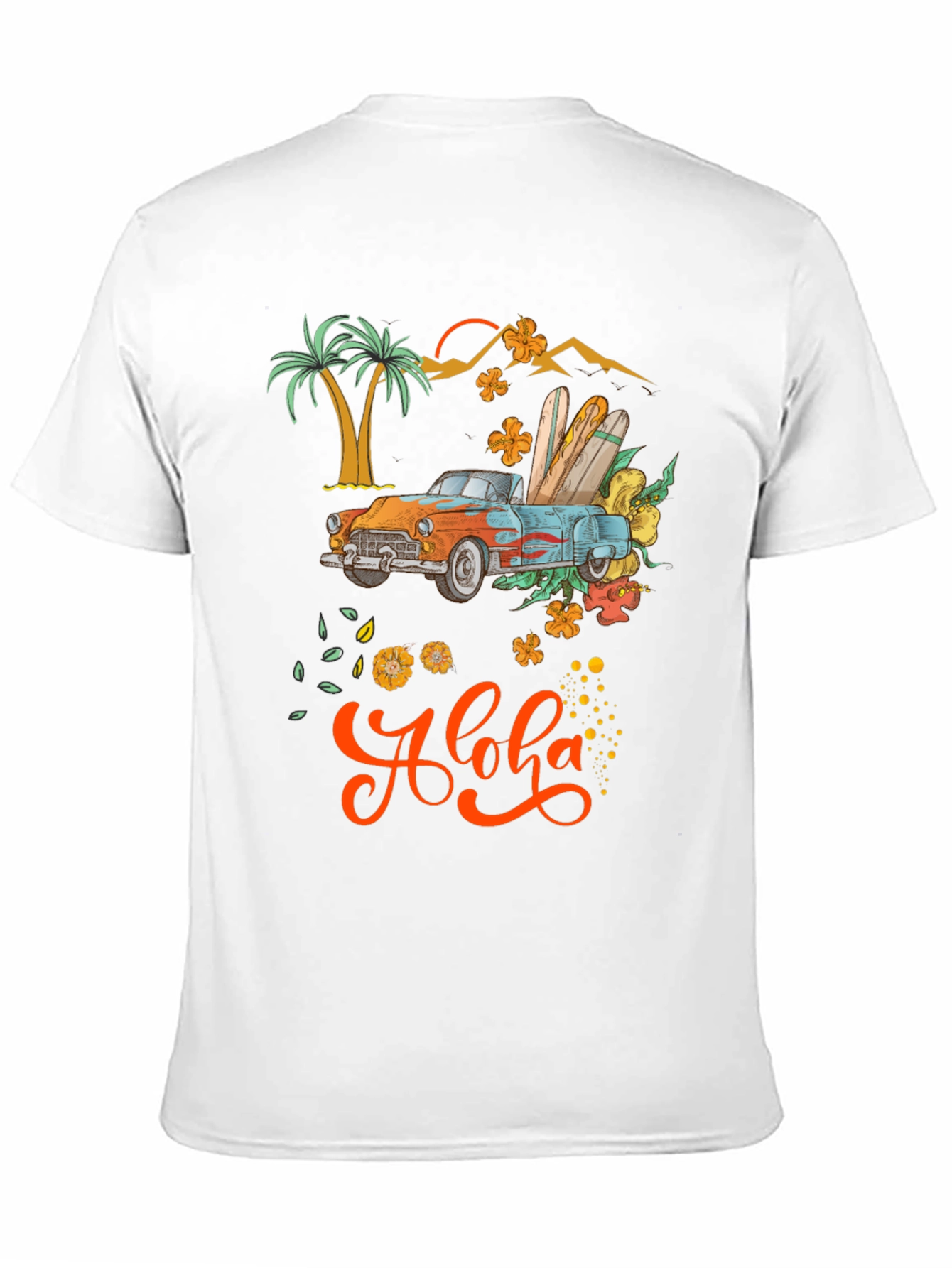 Aloha Summer T-Shirt with Retro Car & Surfboards