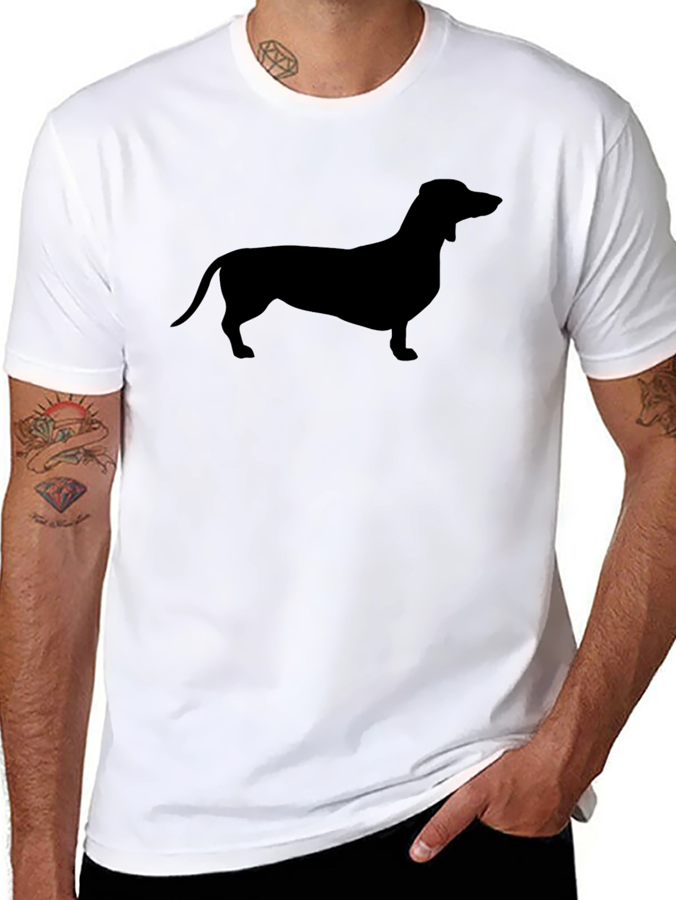 Dachshund Silhouette Black T-Shirt