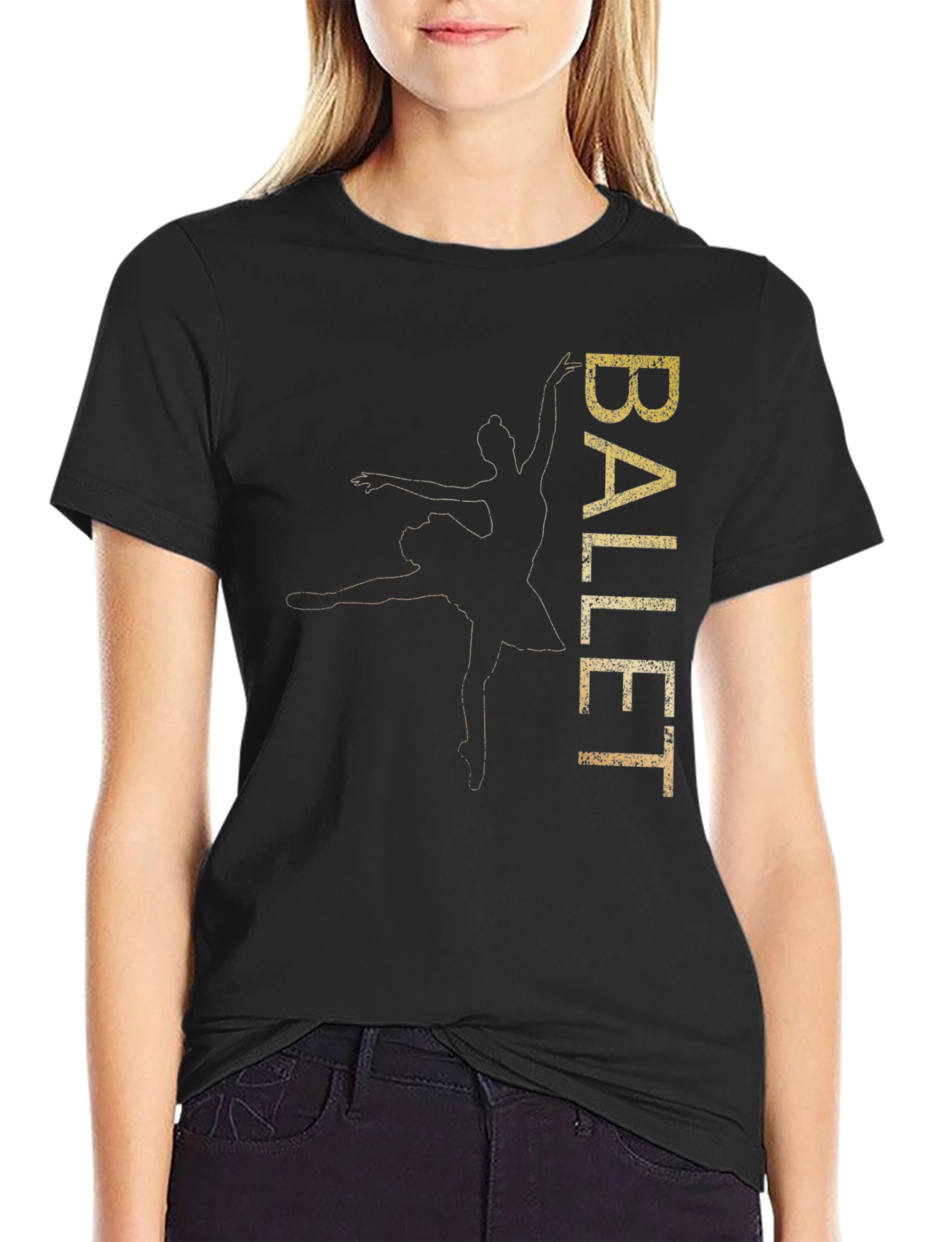 Ballet Dancer Graphic Tee - Stylish Black T-Shirt