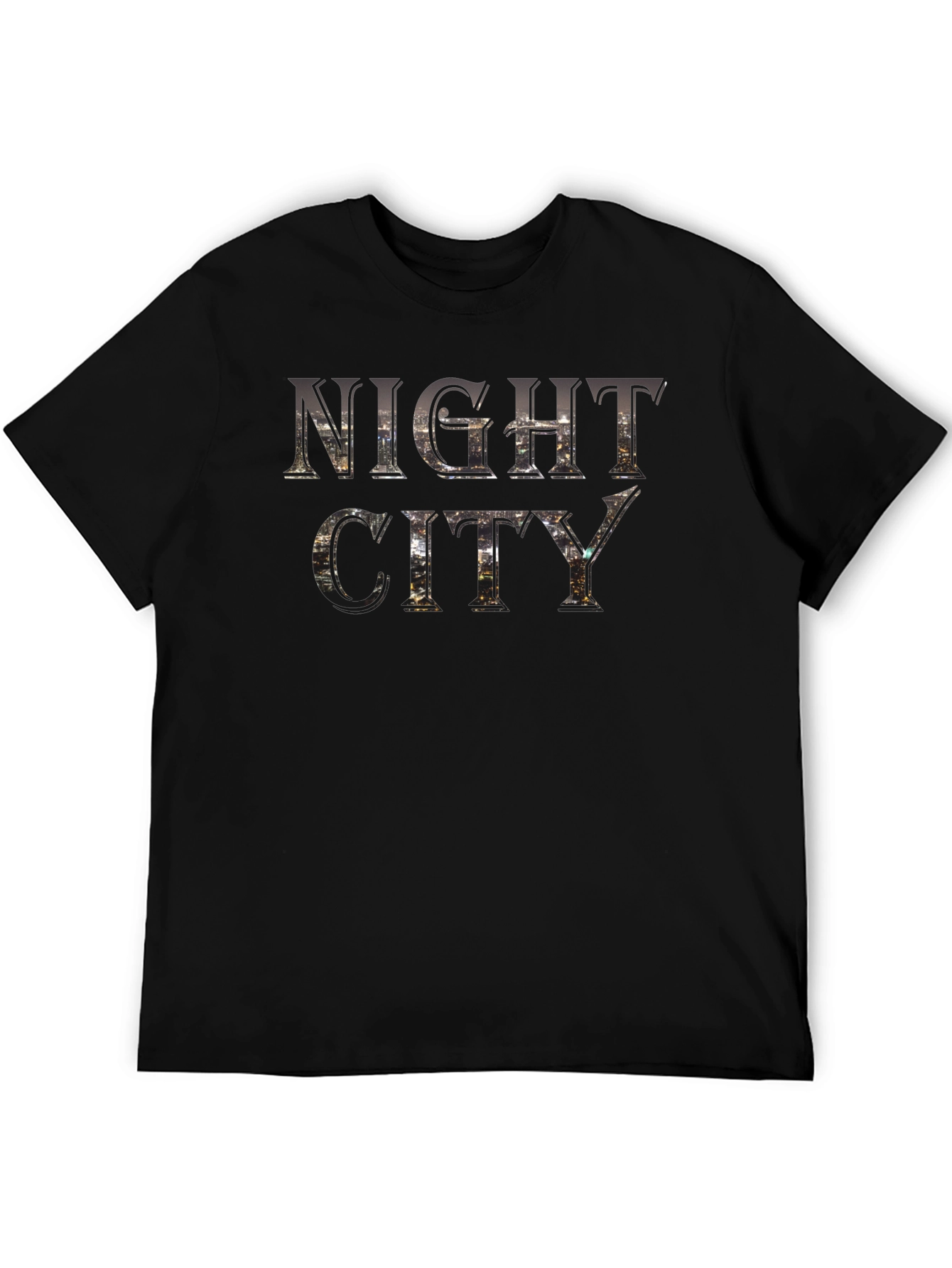 Night City Graphic Print Black T-Shirt