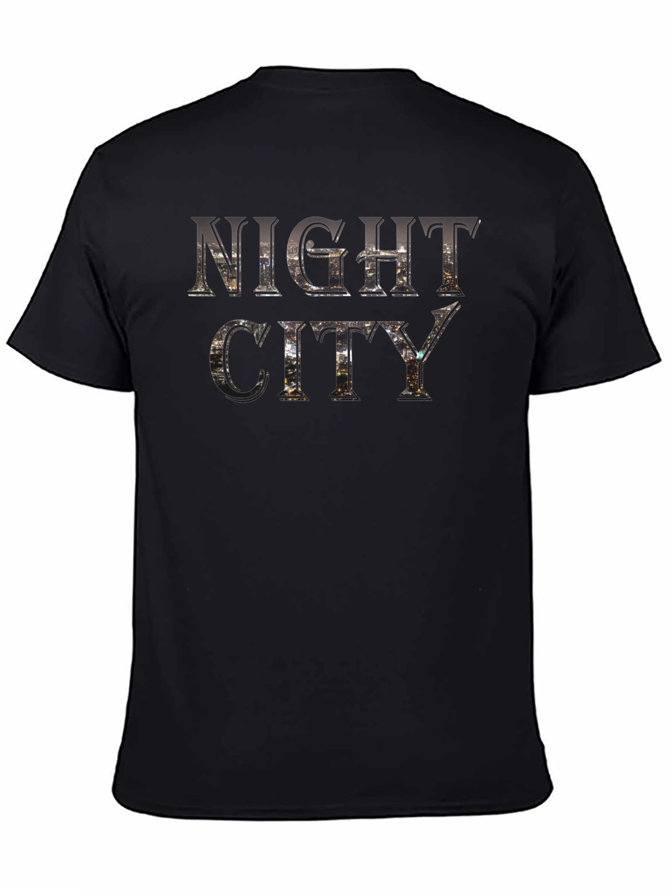 Night City Graphic Print Black T-Shirt