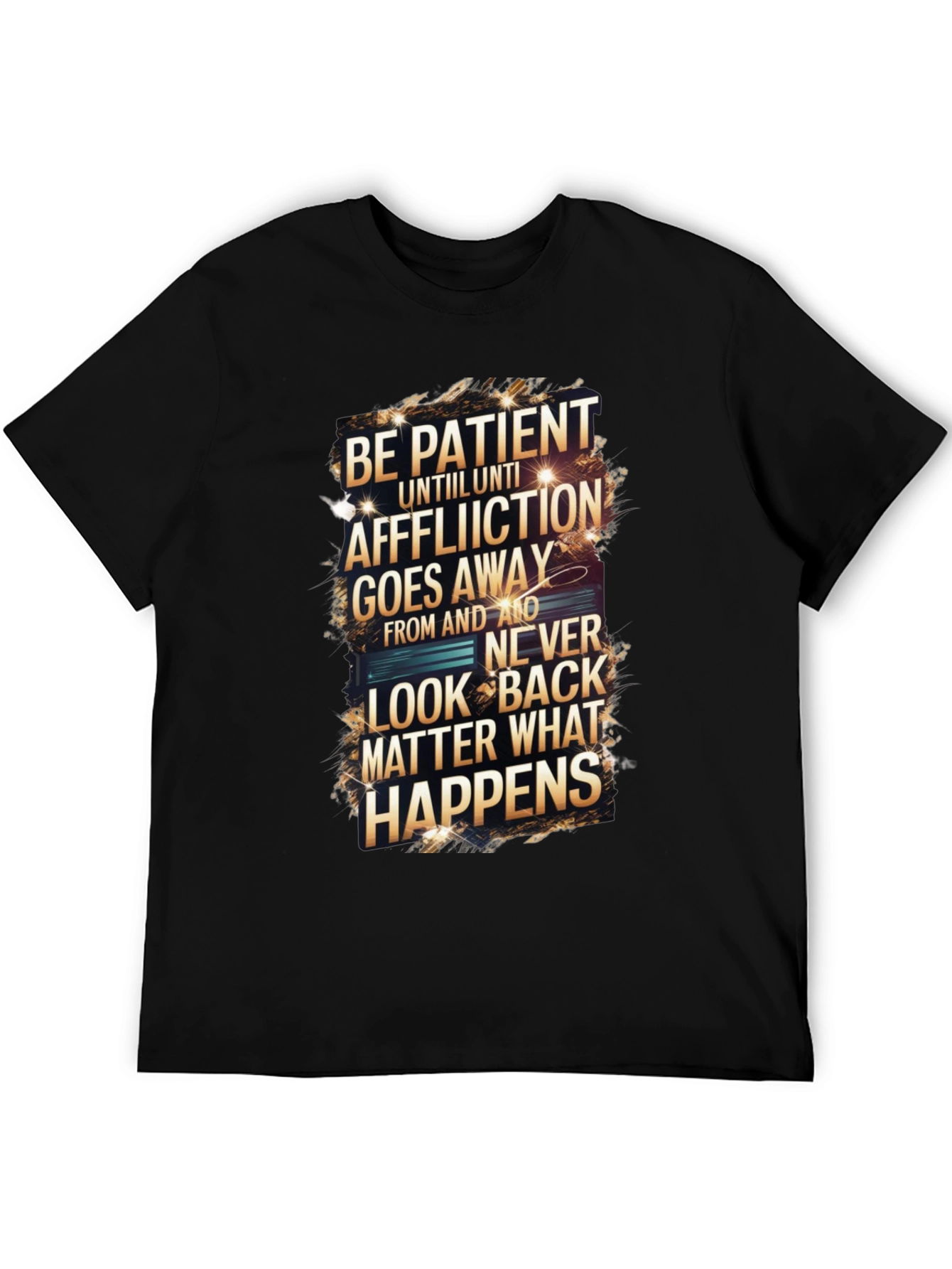 Be Patient Graphic Print Black T-Shirt