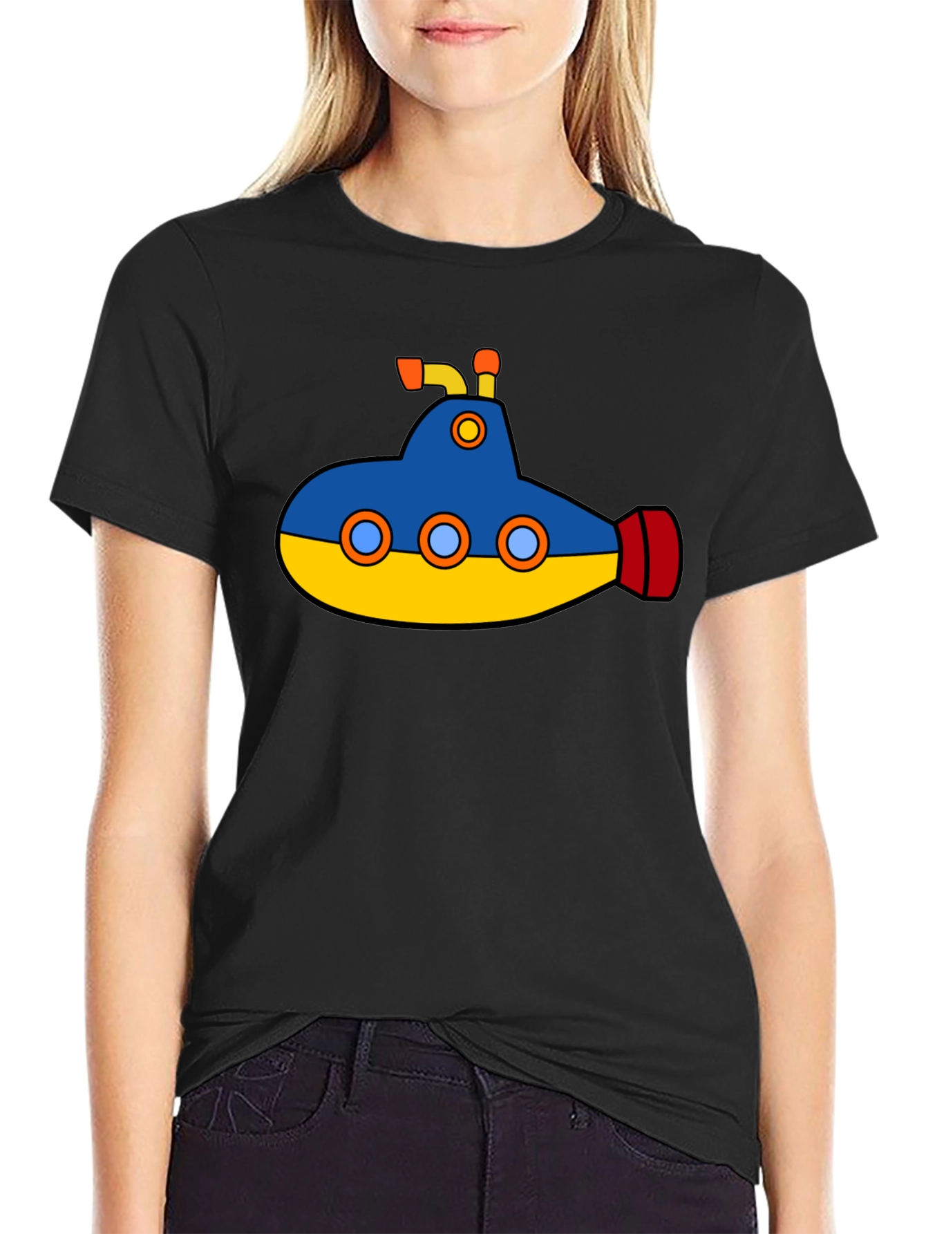 Cartoon Submarine Graphic T-Shirt