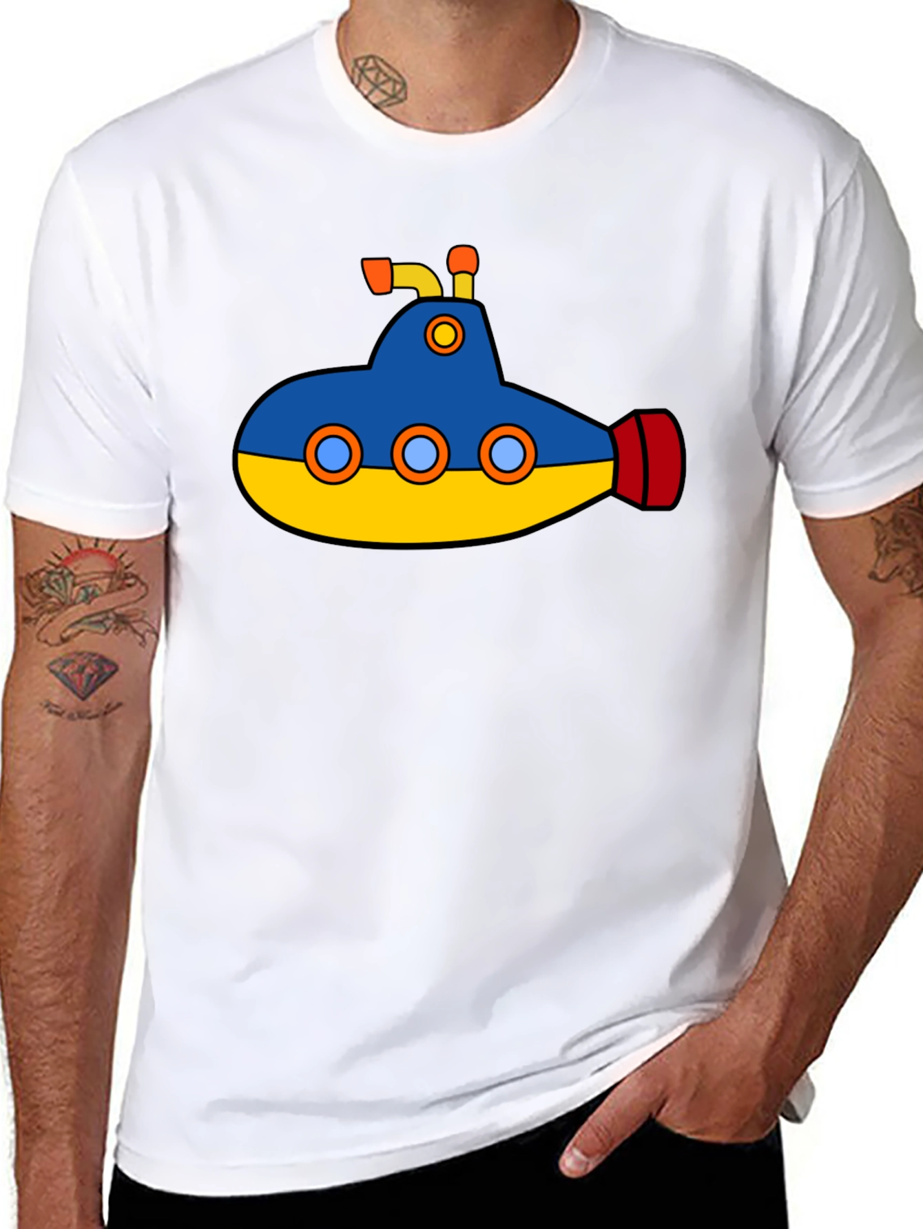 Cartoon Submarine Graphic T-Shirt