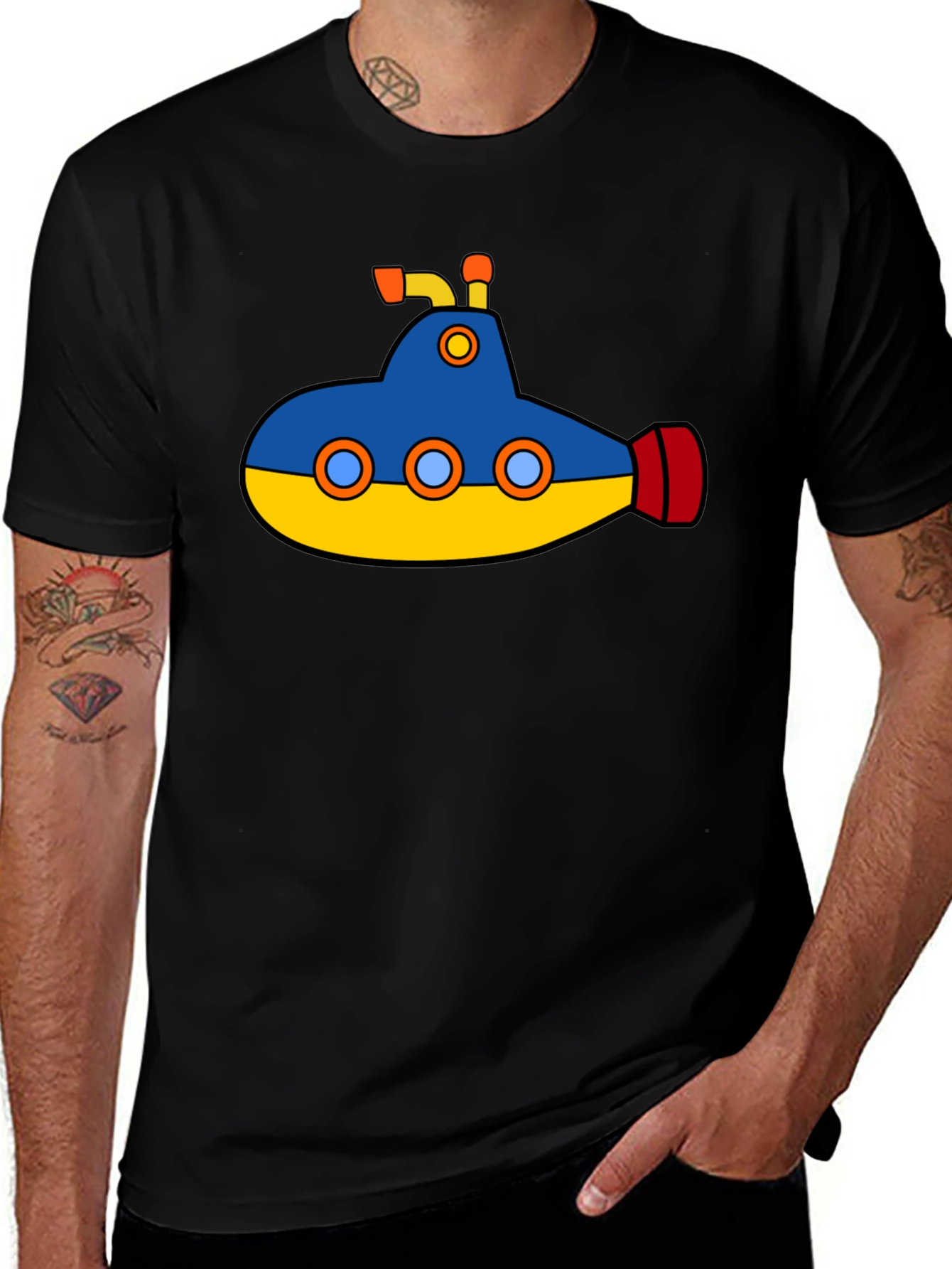 Cartoon Submarine Graphic T-Shirt