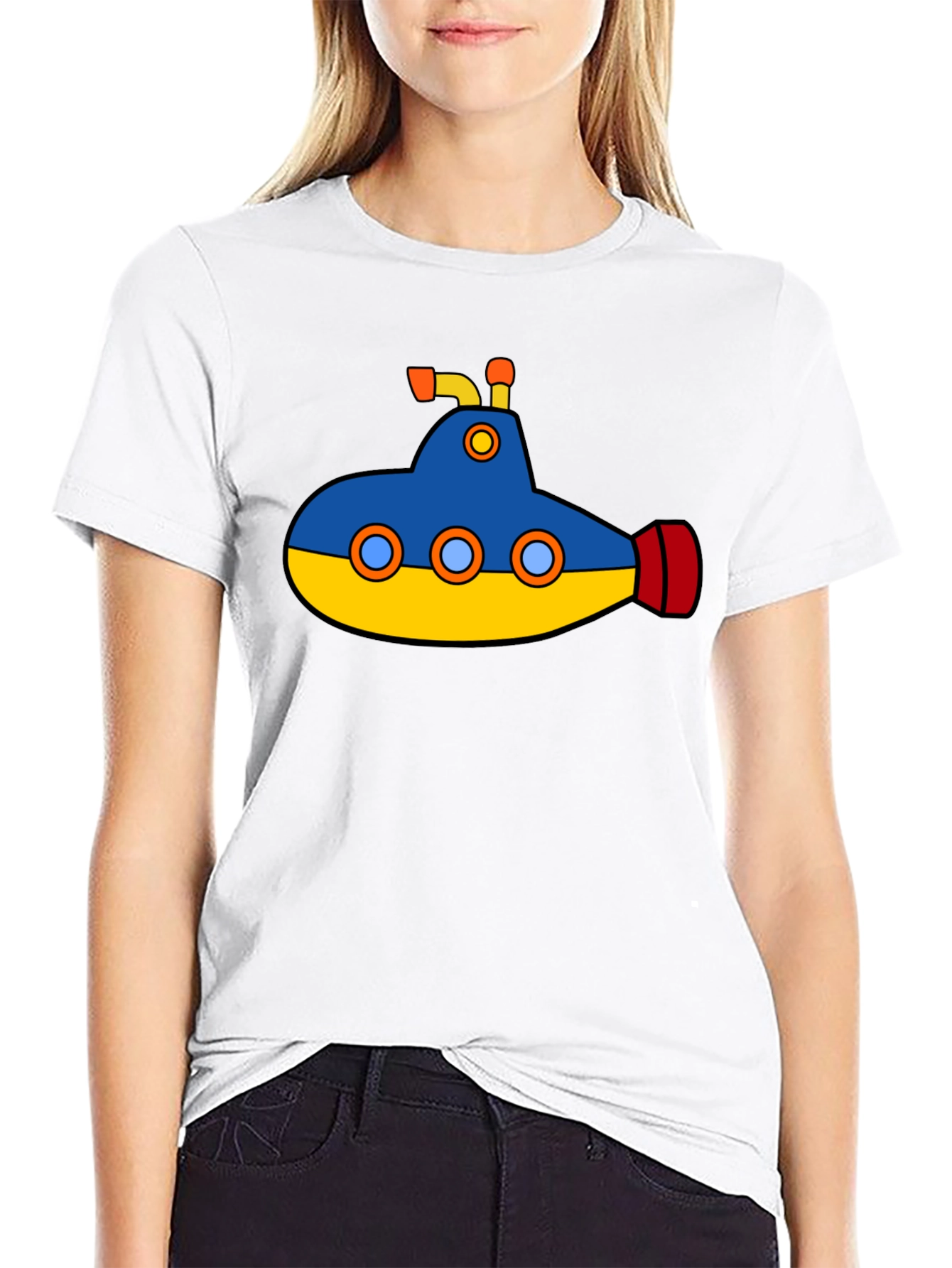 Cartoon Submarine Graphic T-Shirt