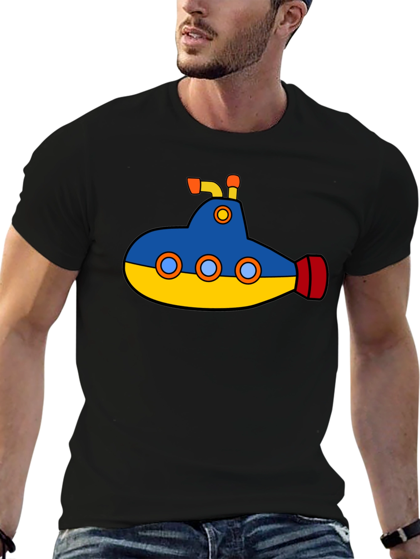 Cartoon Submarine Graphic T-Shirt