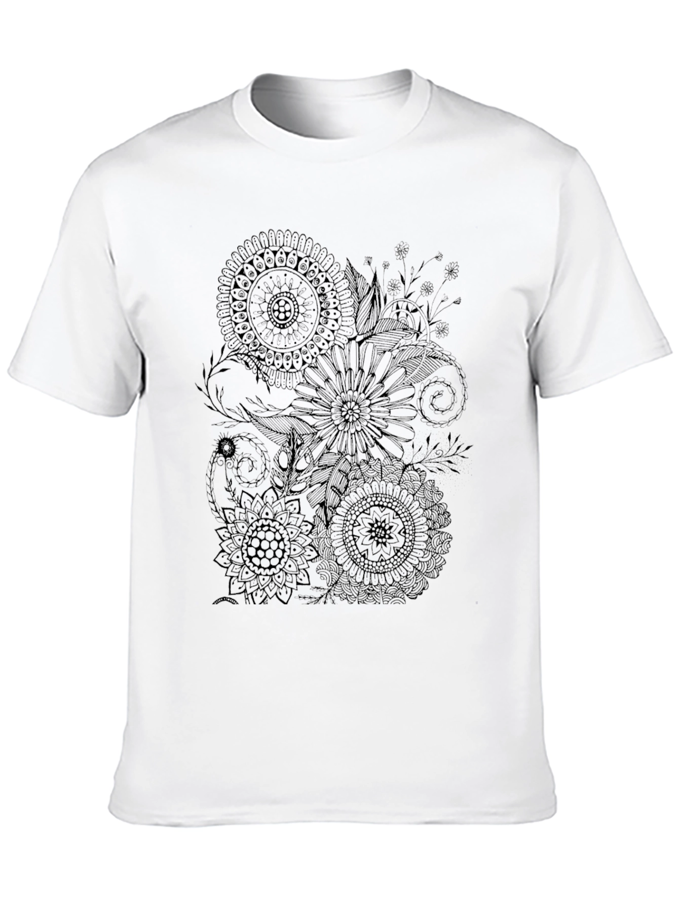 Floral Mandala Print Black T-Shirt