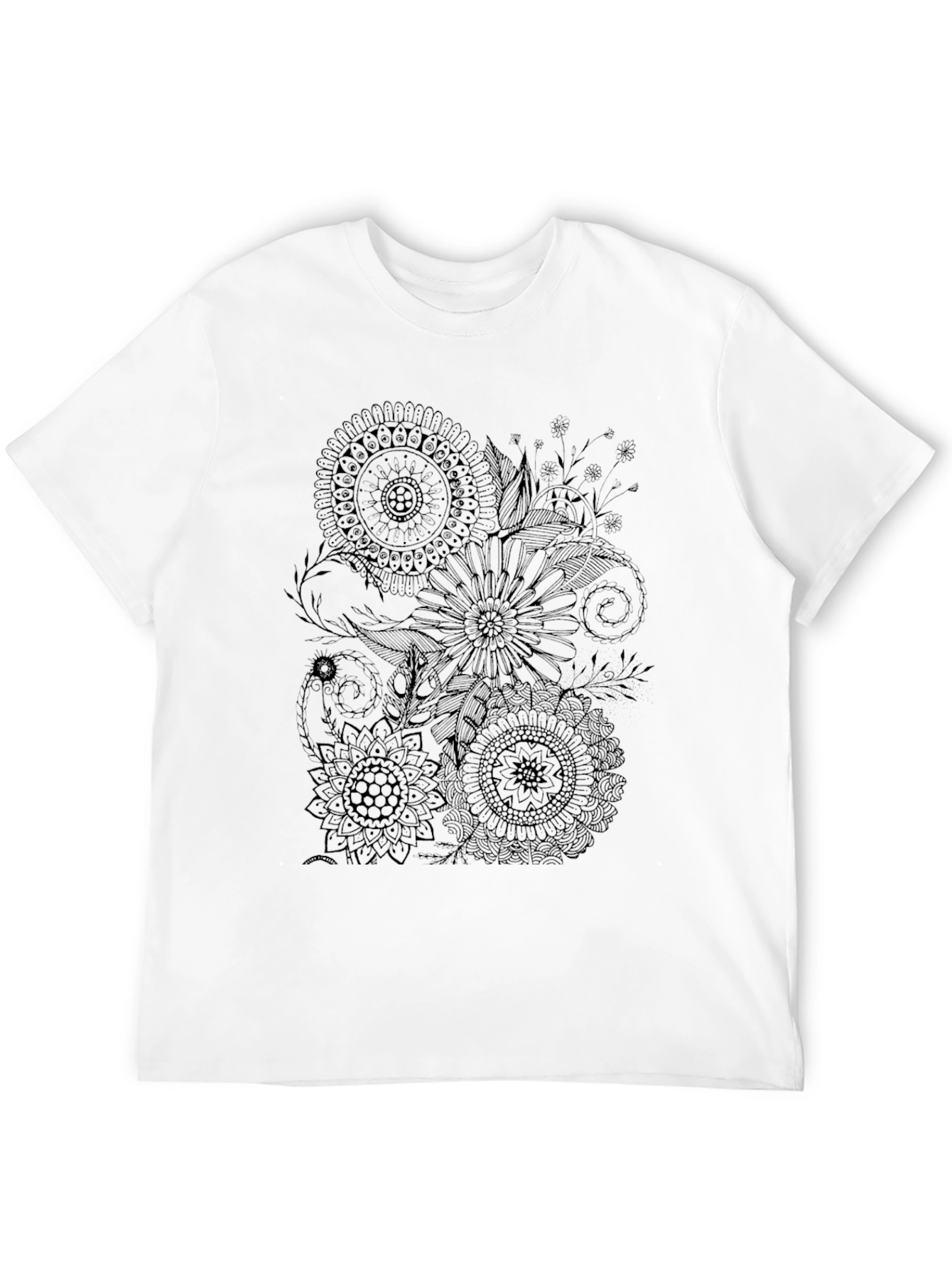 Floral Mandala Print Black T-Shirt