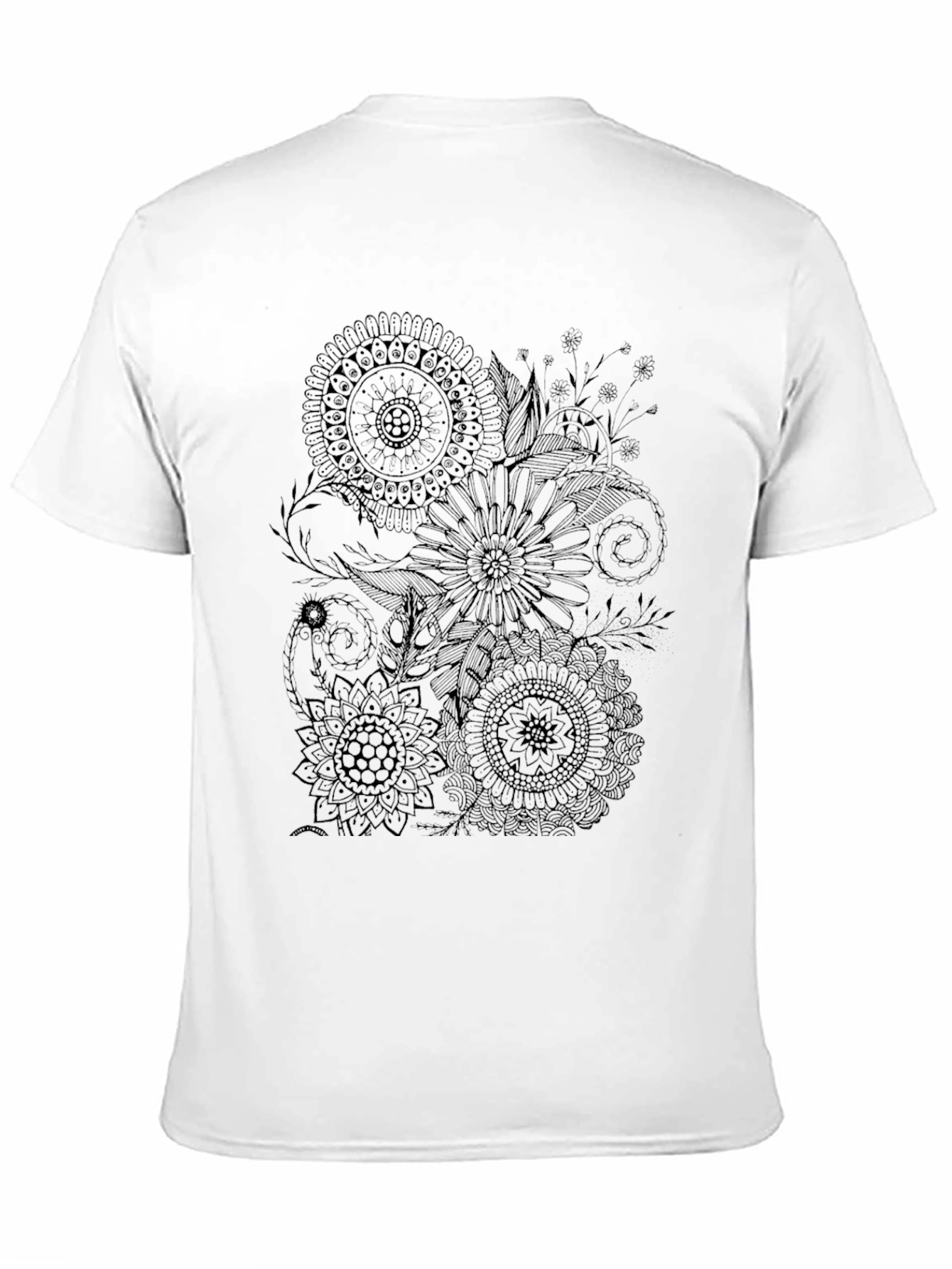 Floral Mandala Print Black T-Shirt