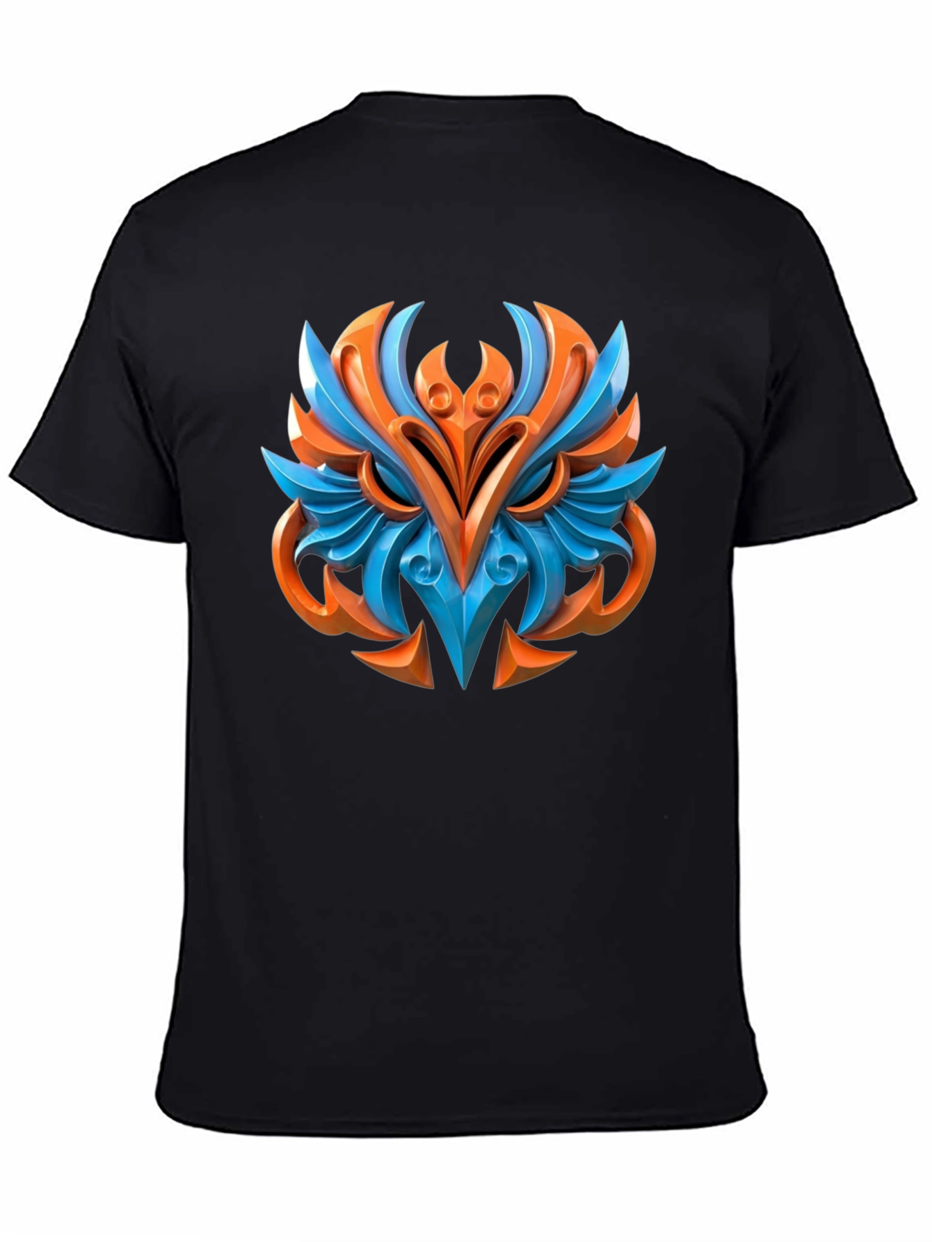 Abstract Owl Graphic Print Black T-Shirt